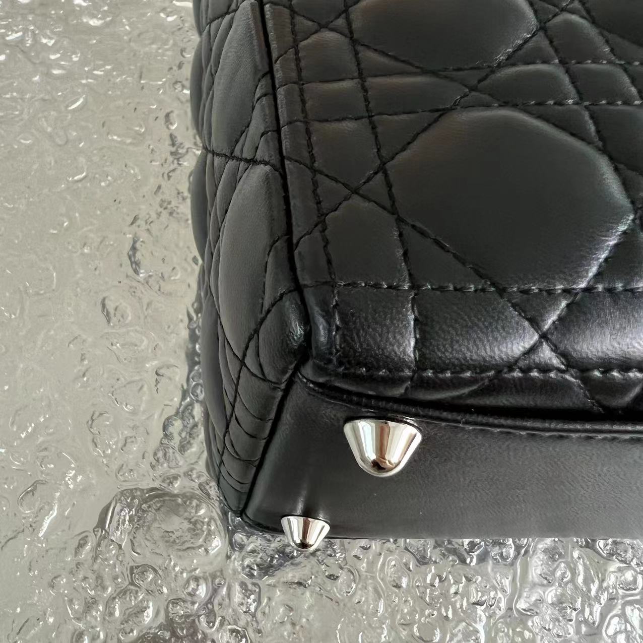 Dior Lady Large Cannage Lambskin Black Silver Hardware - Luxury Evermore