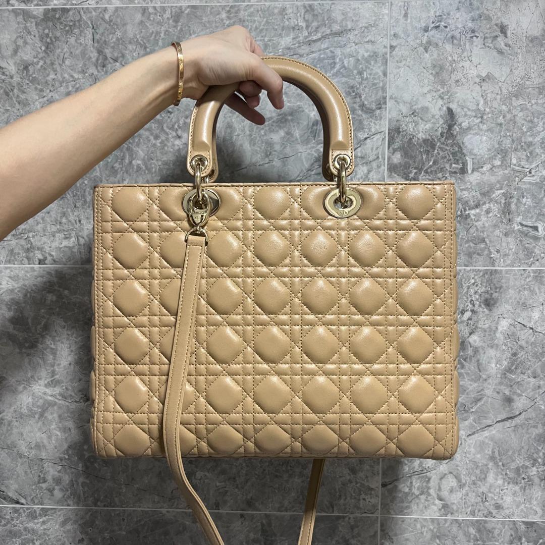 Dior Lady Large Lambskin Beige - Luxury Evermore