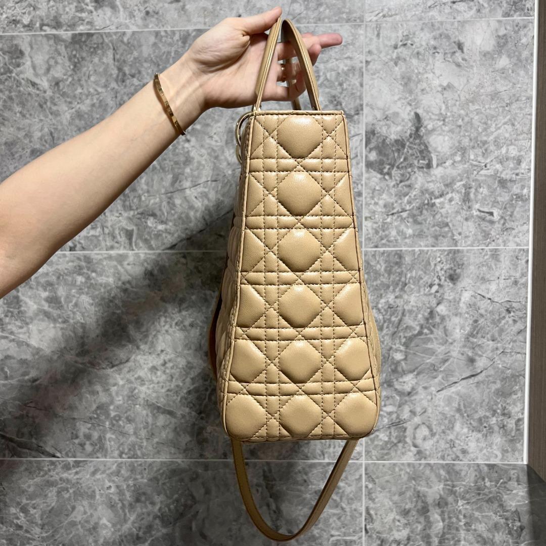 Dior Lady Large Lambskin Beige - Luxury Evermore