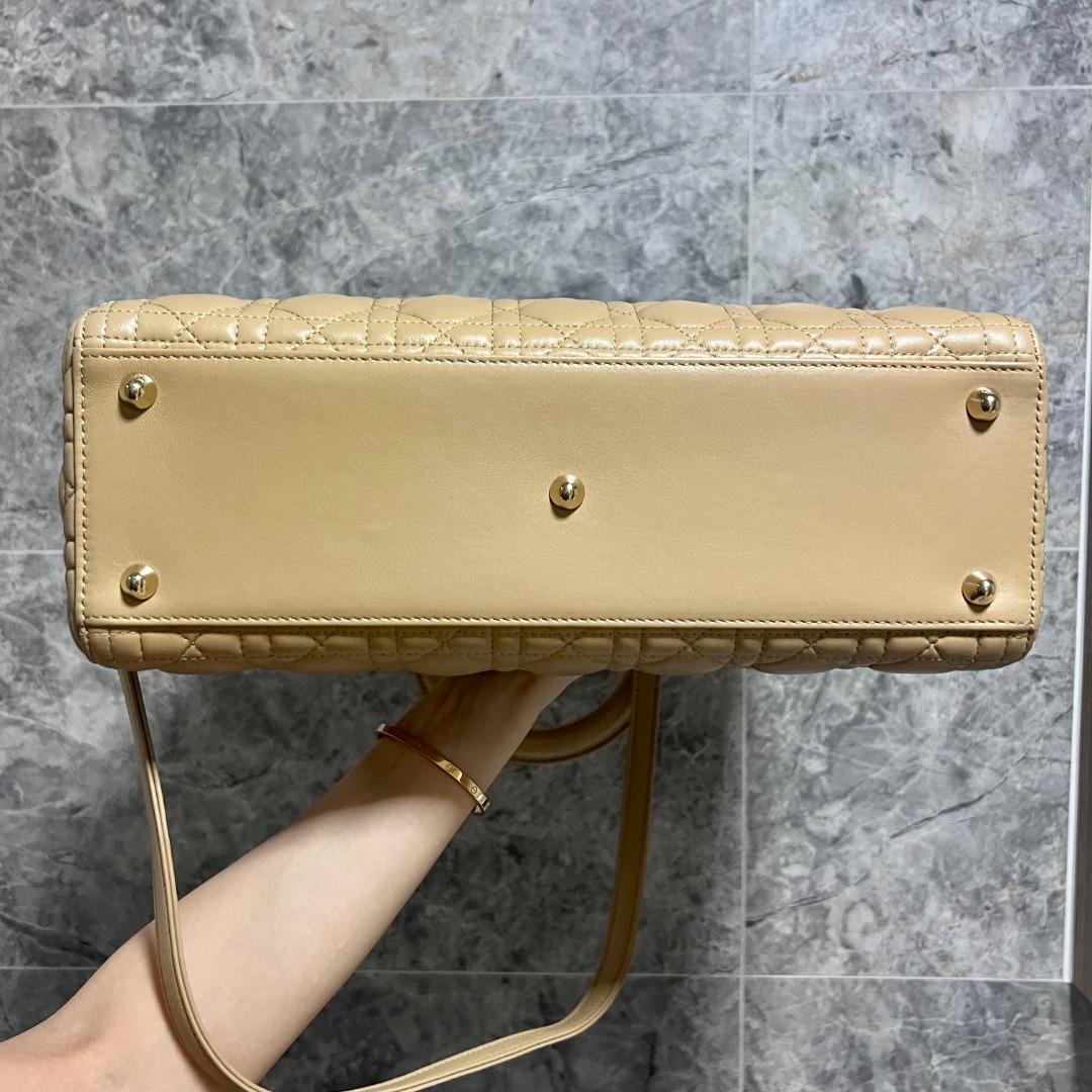 Dior Lady Large Lambskin Beige - Luxury Evermore