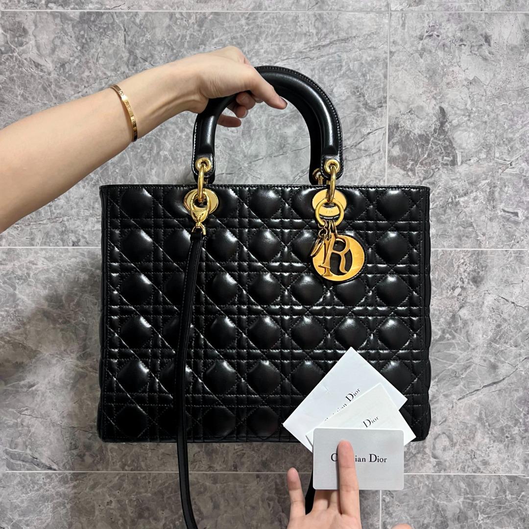 Dior Lady Large Lambskin Black GHW - Luxury Evermore