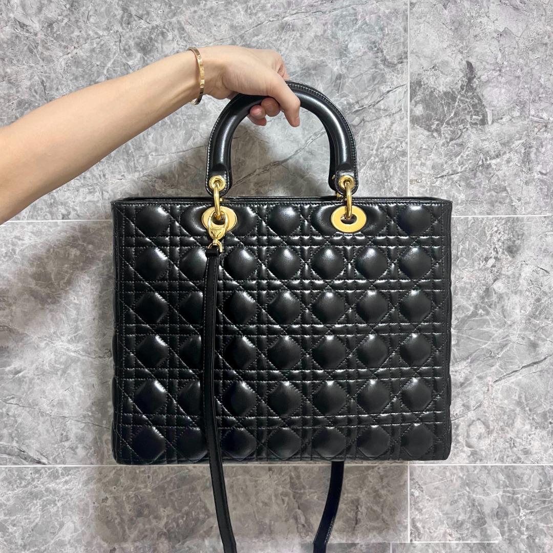 Dior Lady Large Lambskin Black GHW - Luxury Evermore