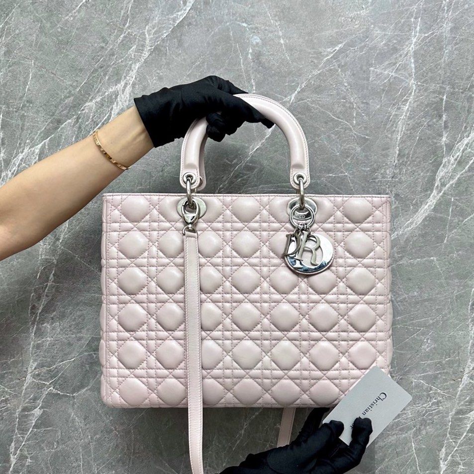 Dior Lady Large Lambskin Light Pink SHW - Luxury Evermore