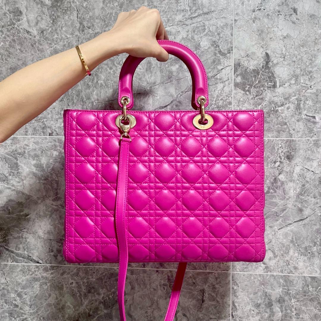 Dior Lady Large Lambskin Pink GHW - Luxury Evermore