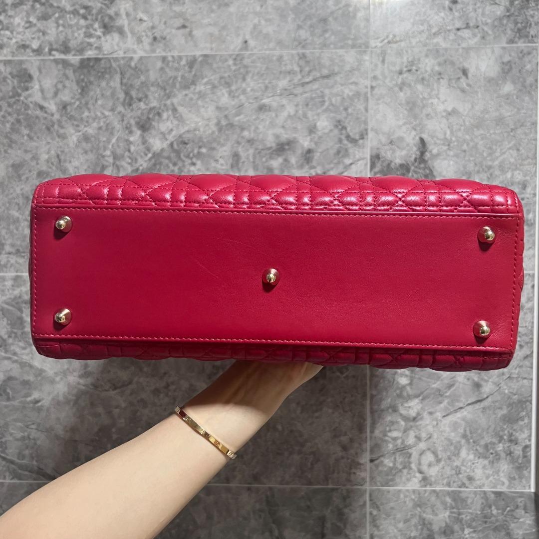 Dior Lady Large Lambskin Red GHW - Luxury Evermore