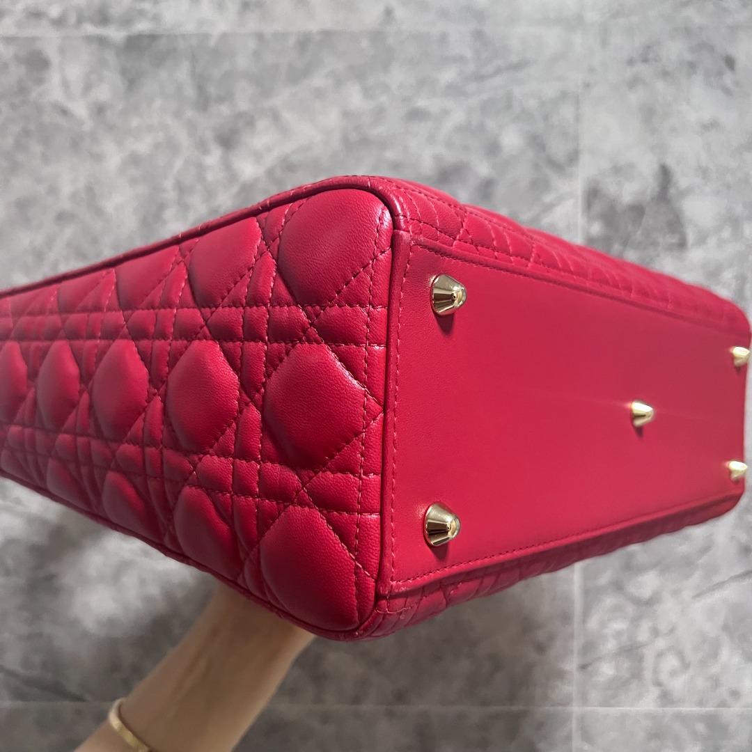 Dior Lady Large Lambskin Red GHW - Luxury Evermore