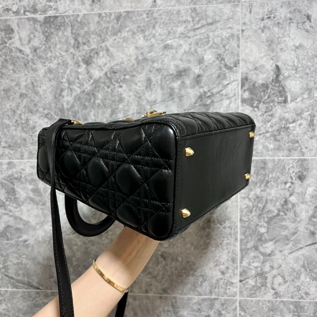 Dior Lady Medium Black Lambskin GHW - Luxury Evermore