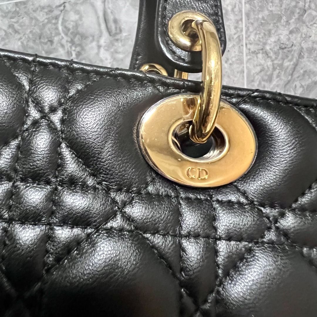 Dior Lady Medium Black Lambskin GHW - Luxury Evermore