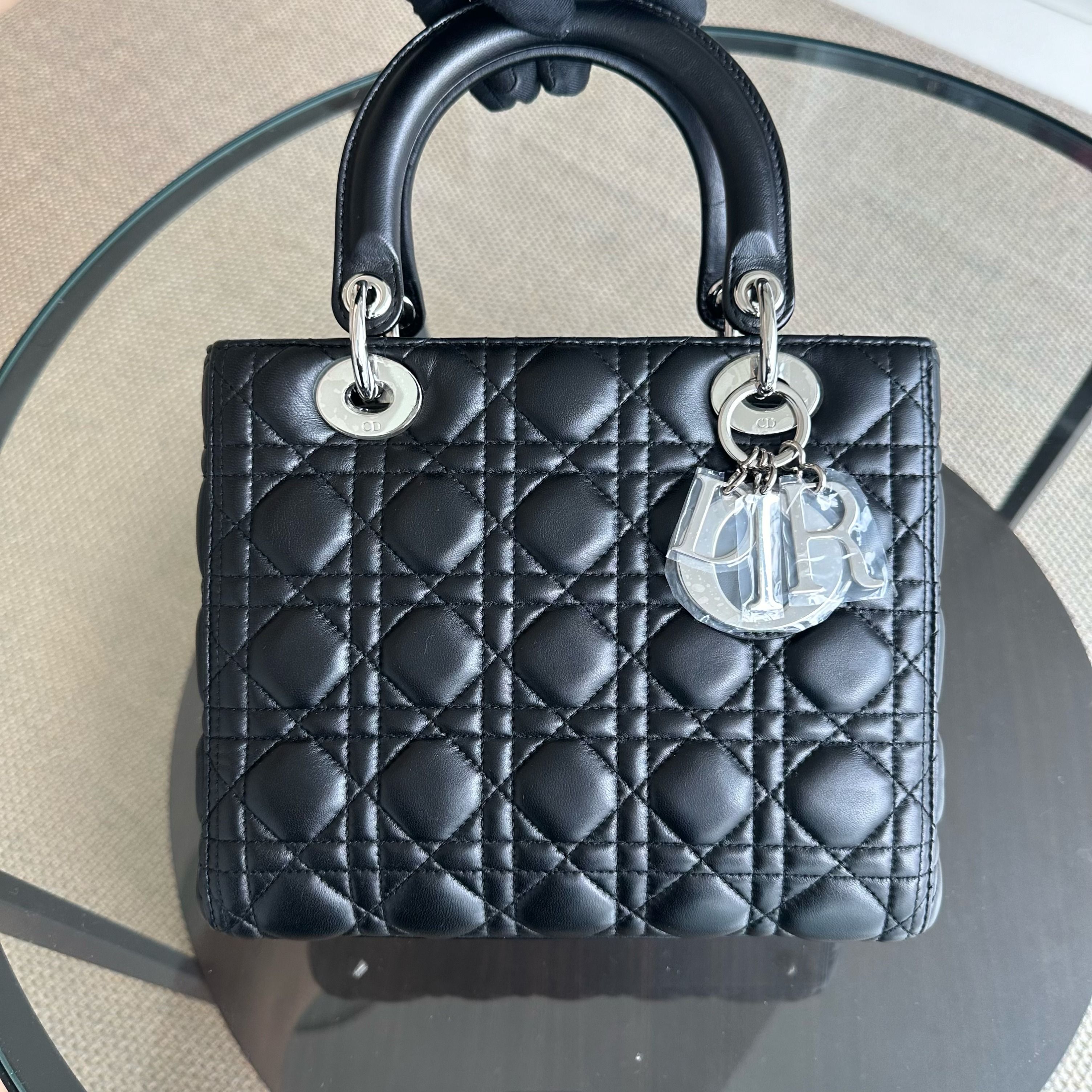 Dior Lady Medium Cannage Lambskin Black SHW - Luxury Evermore