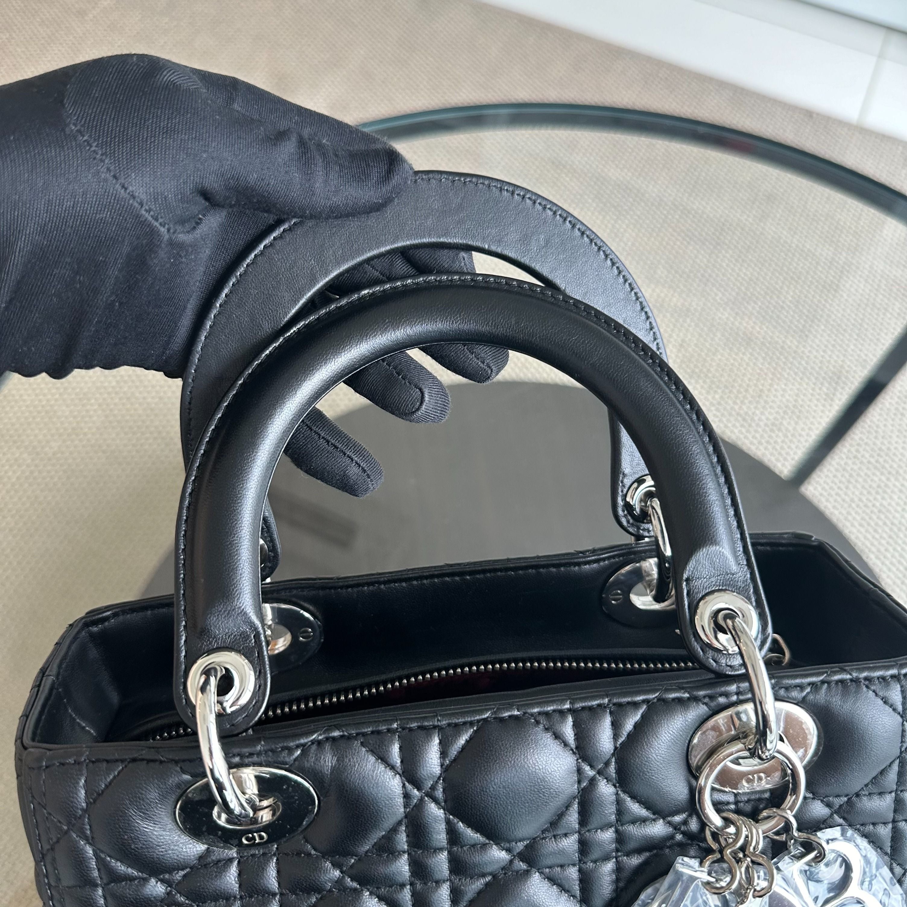 Dior Lady Medium Cannage Lambskin Black SHW - Luxury Evermore