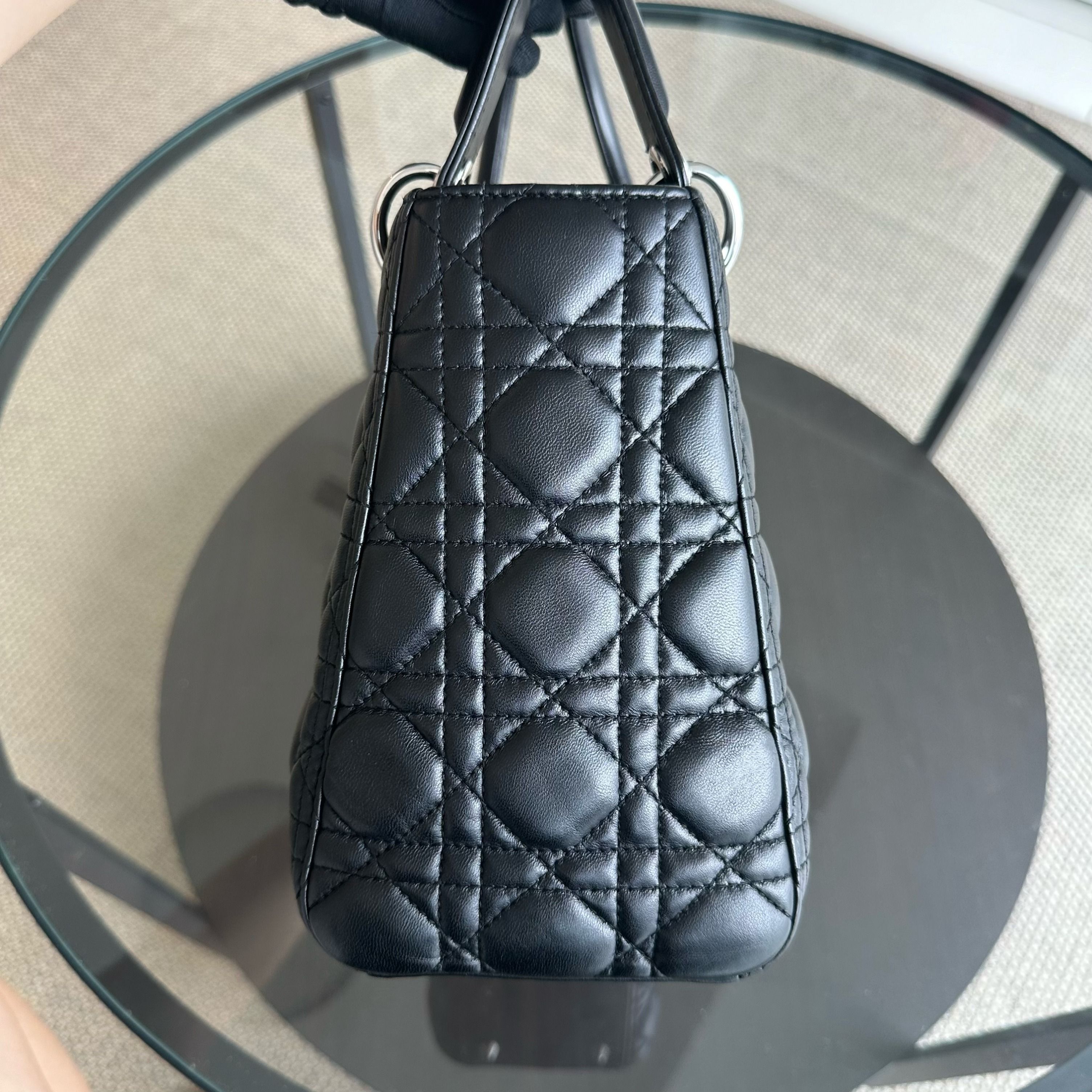 Dior Lady Medium Cannage Lambskin Black SHW - Luxury Evermore