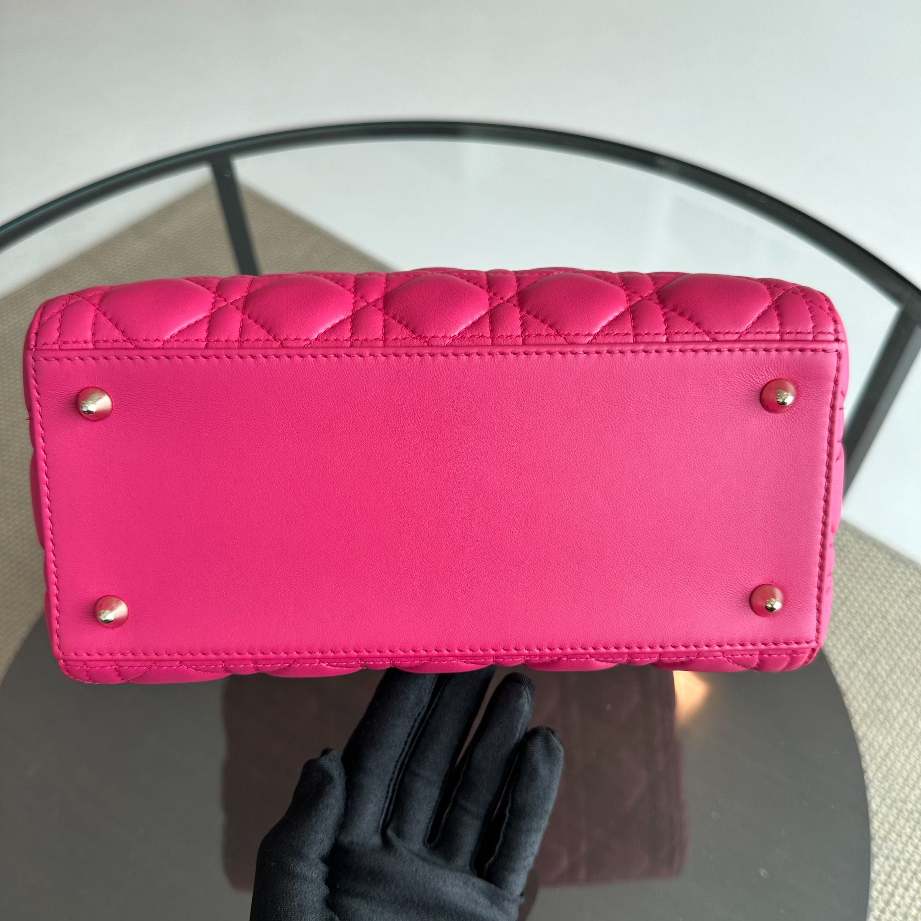 Dior Lady Medium Cannage Lambskin Hot Pink GHW - Luxury Evermore