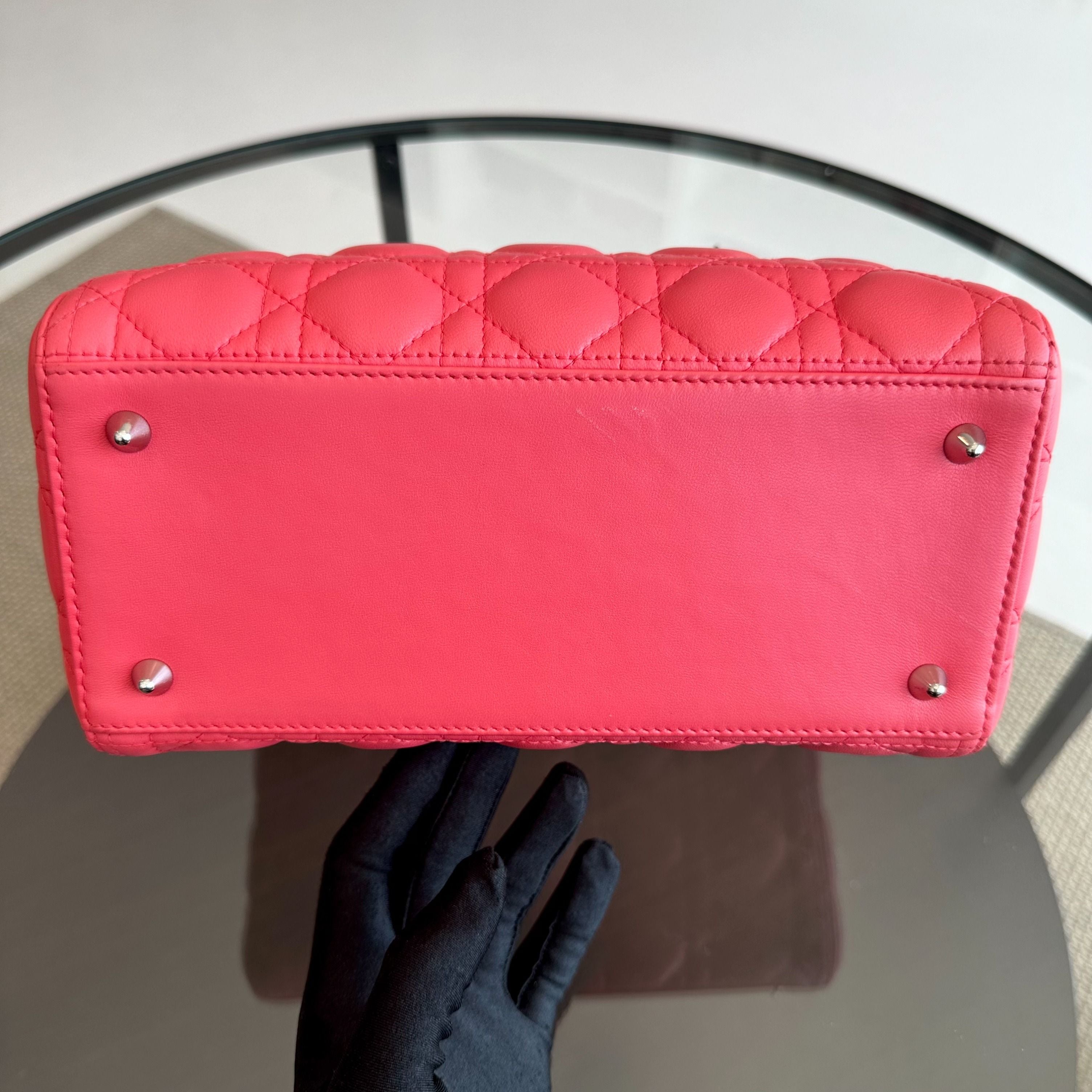 Dior Lady Medium Cannage Lambskin Pink Coral SHW - Luxury Evermore