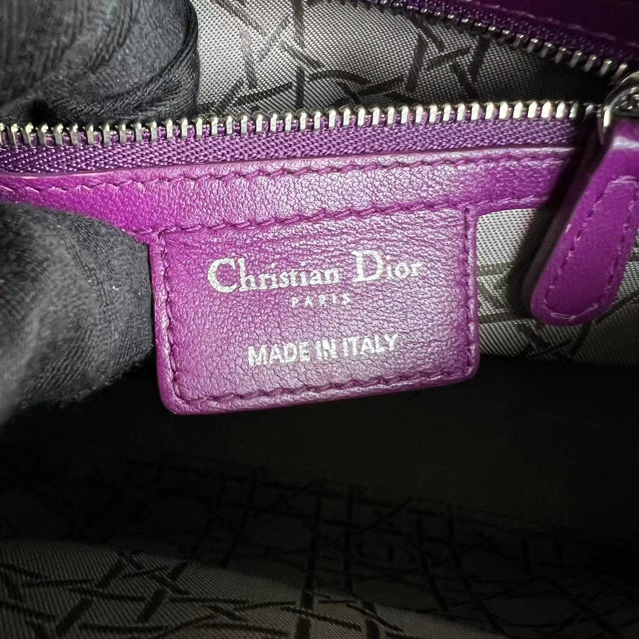 Dior Lady Medium Cannage Lambskin Purple SHW - Luxury Evermore