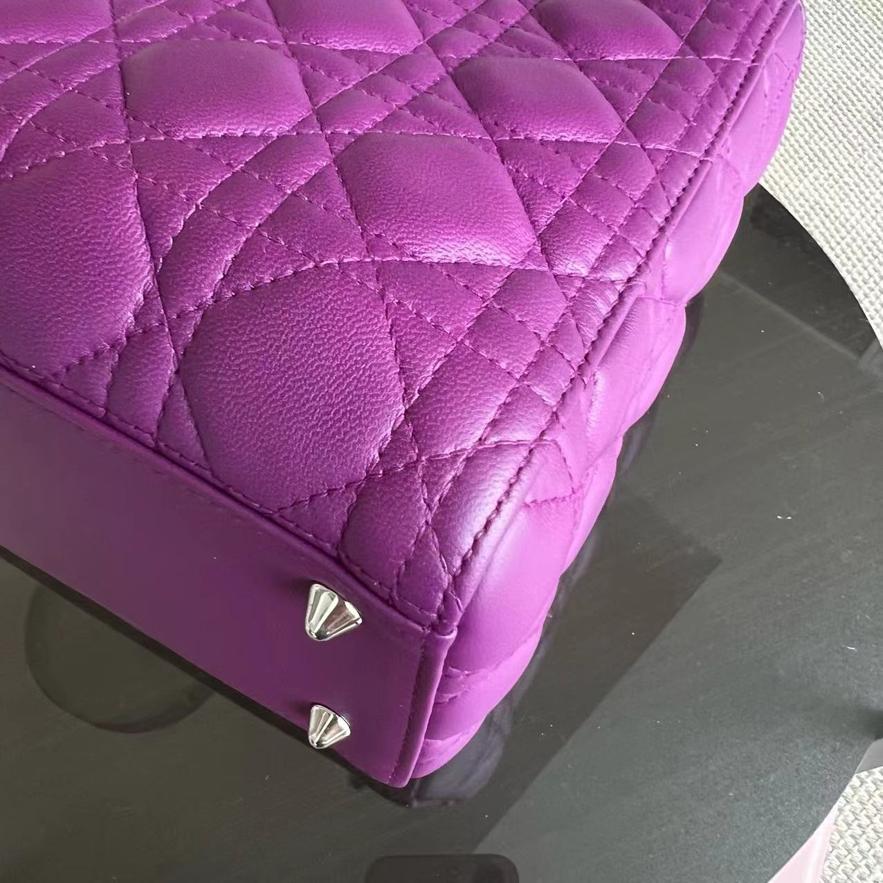 Dior Lady Medium Cannage Lambskin Purple SHW - Luxury Evermore