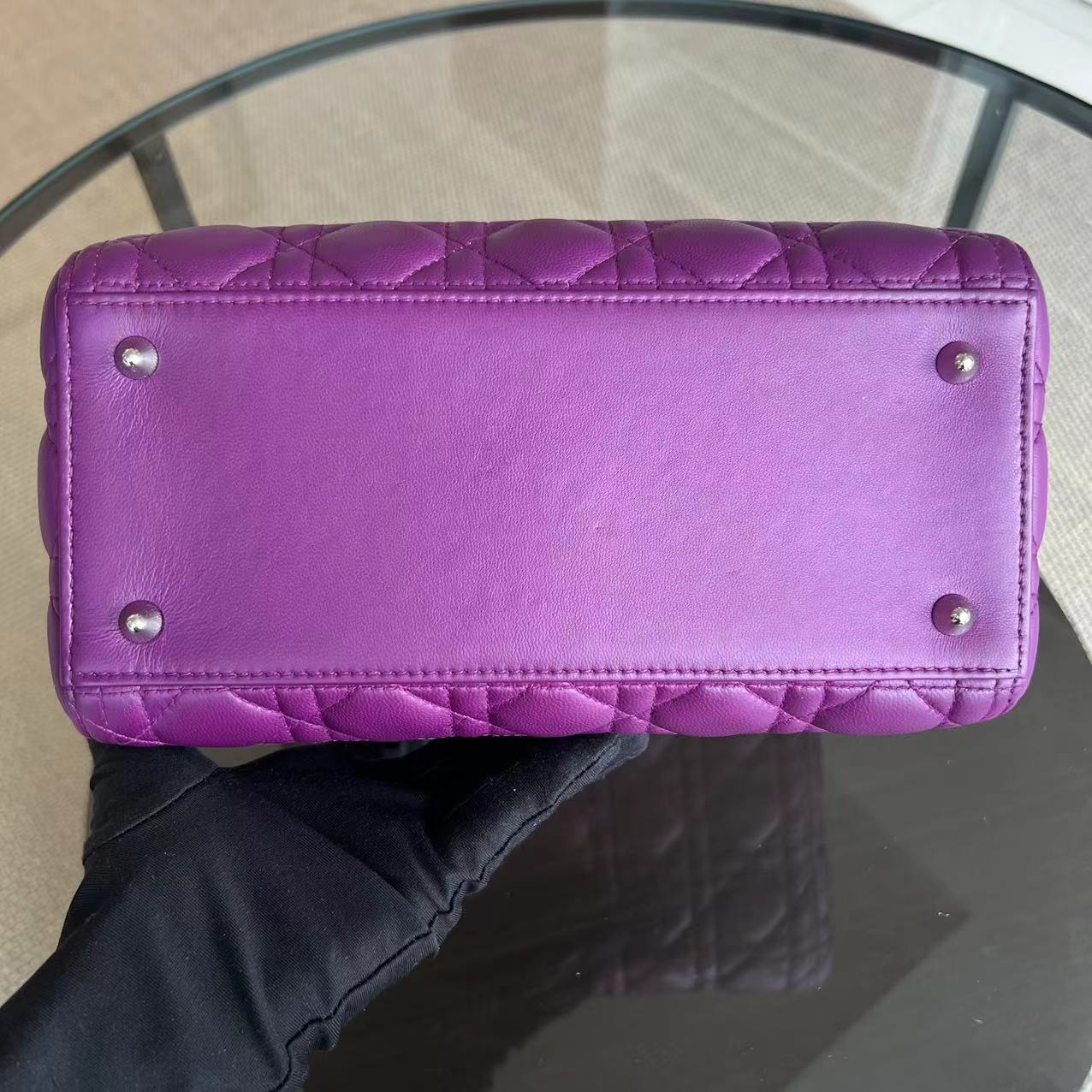 Dior Lady Medium Cannage Lambskin Purple SHW - Luxury Evermore