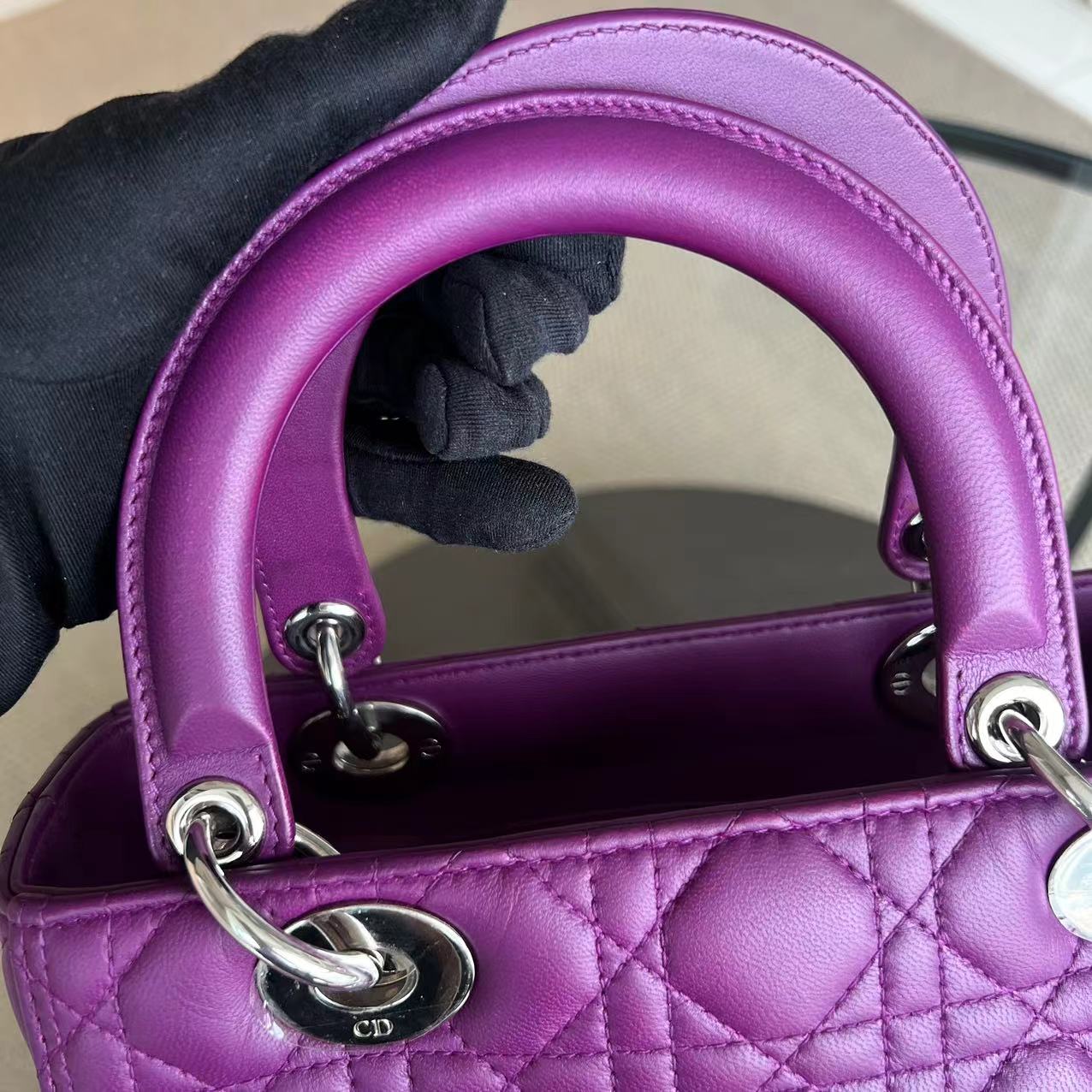 Dior Lady Medium Cannage Lambskin Purple SHW - Luxury Evermore