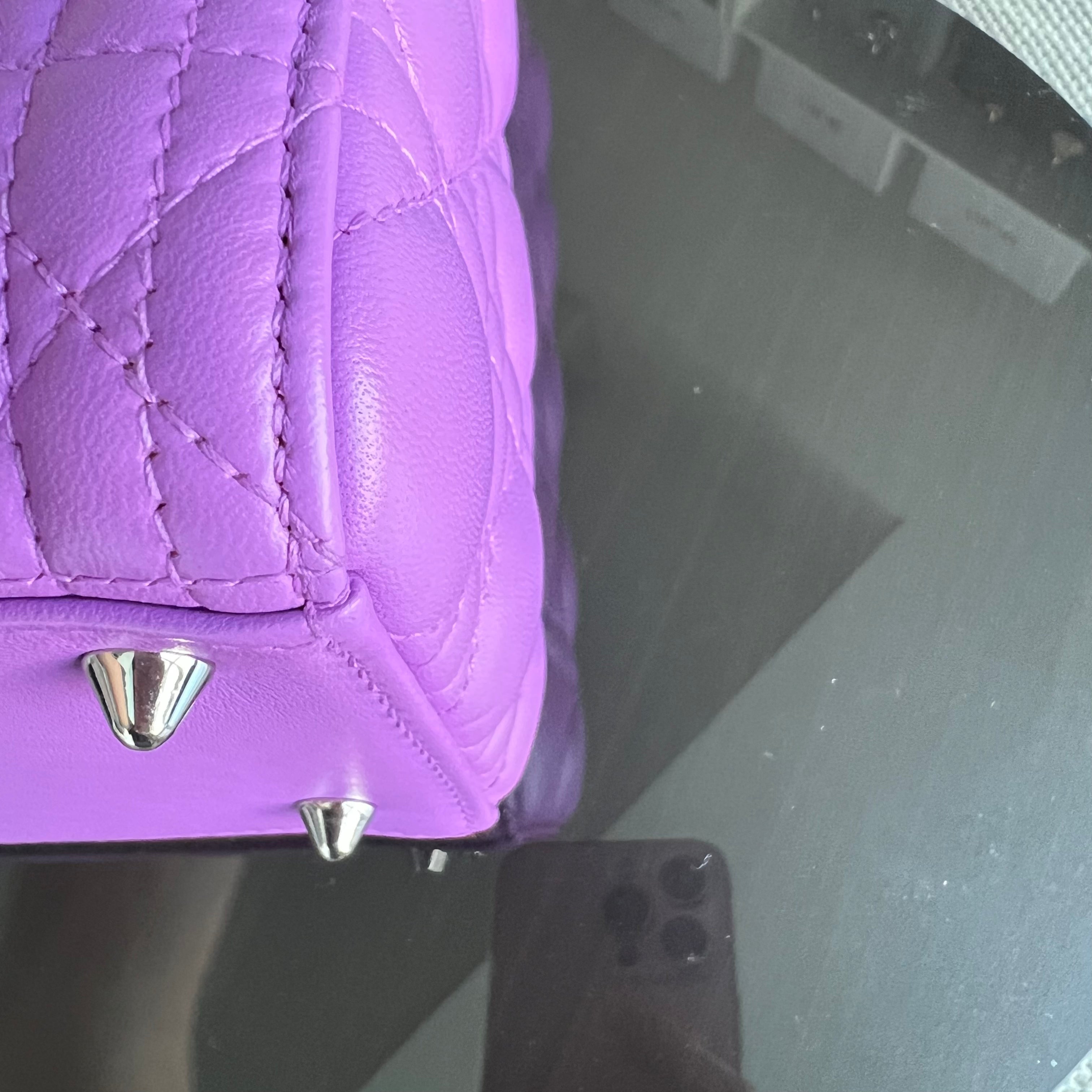 Dior Lady Medium Cannage Lambskin Purple Violet Silver Hardware Silver Hardware - Luxury Evermore