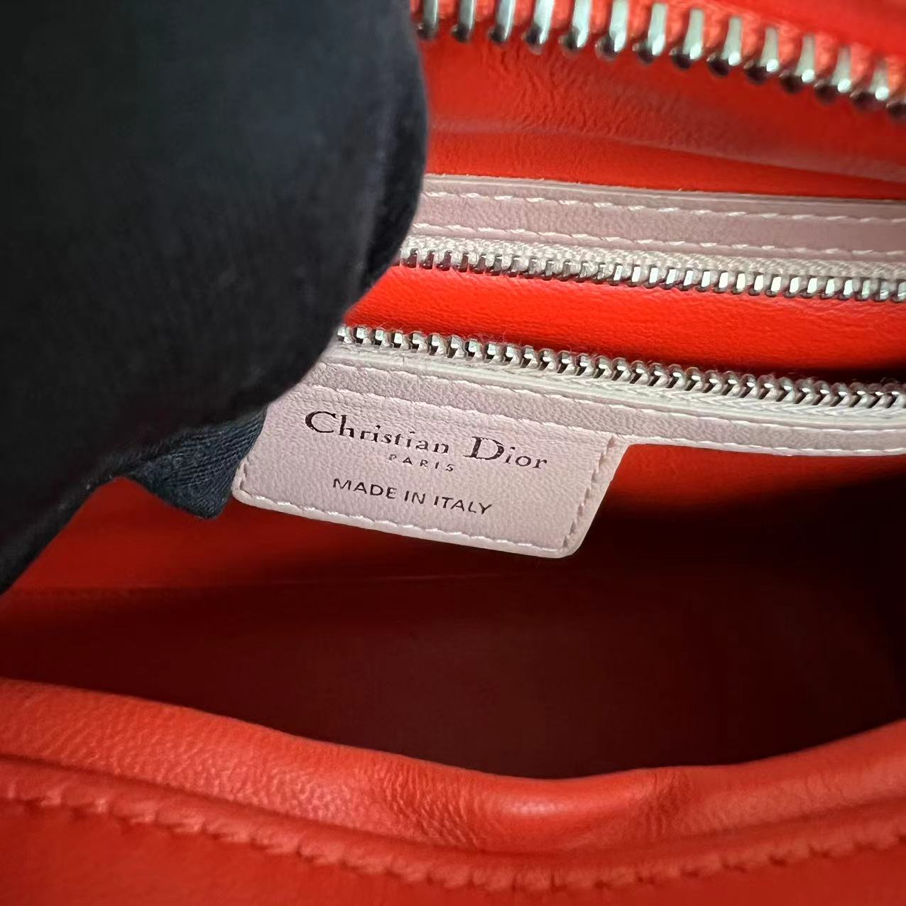 Dior Lady Medium Cannage Lambskin Tri-Color Pink Orange SHW - Luxury Evermore