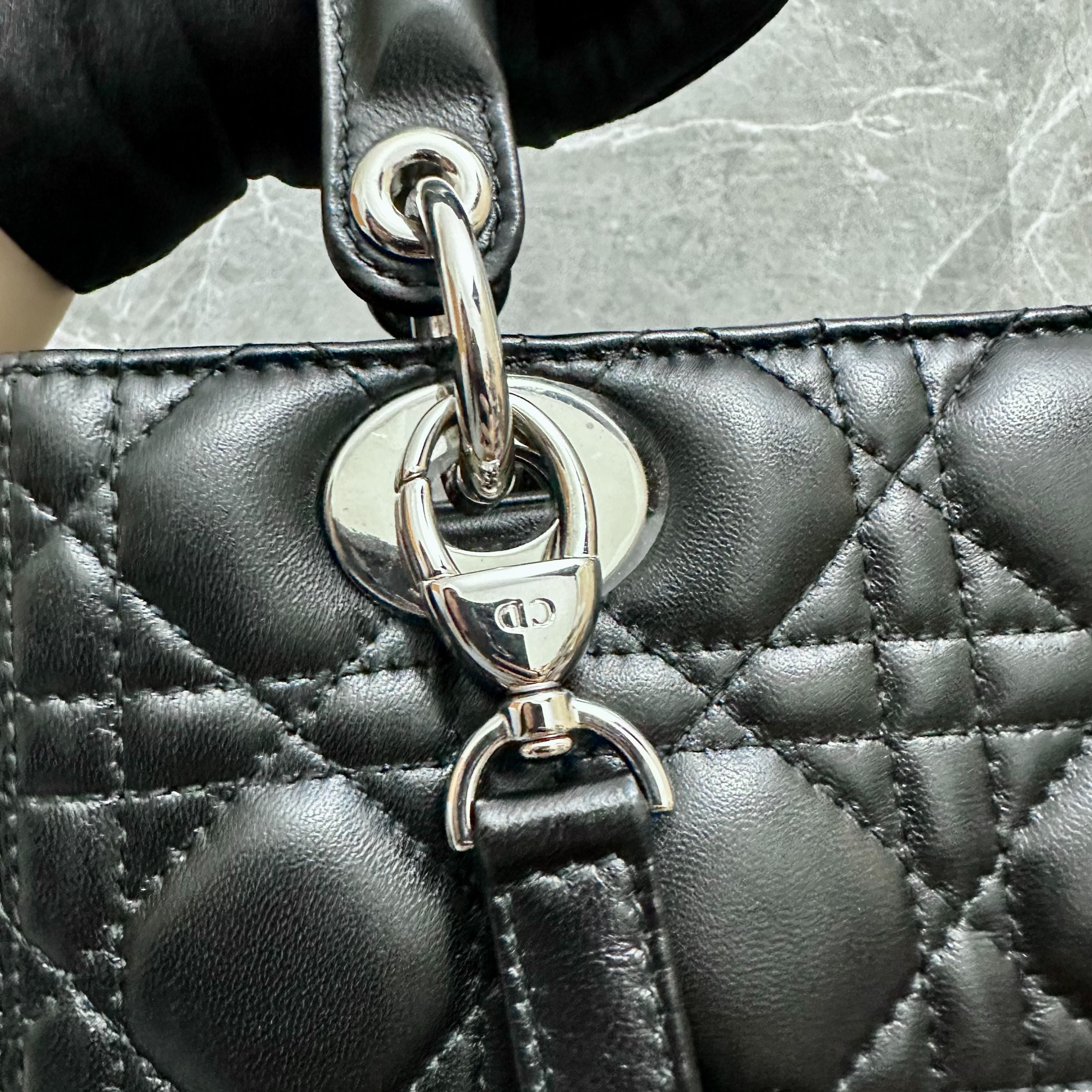 Dior Lady Medium Lambskin Black SHW - Luxury Evermore