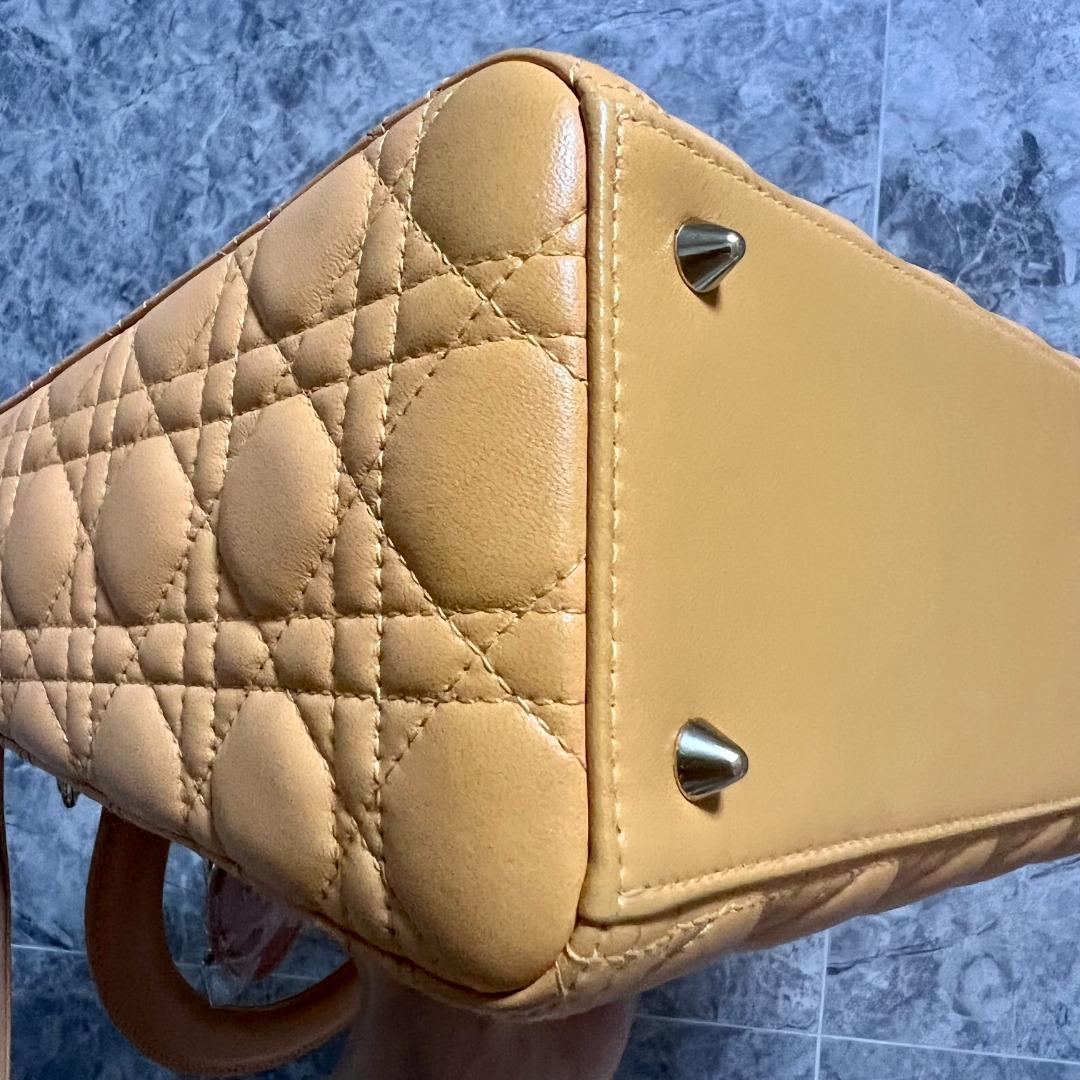 Dior Lady Medium Lambskin Mustard GHW - Luxury Evermore