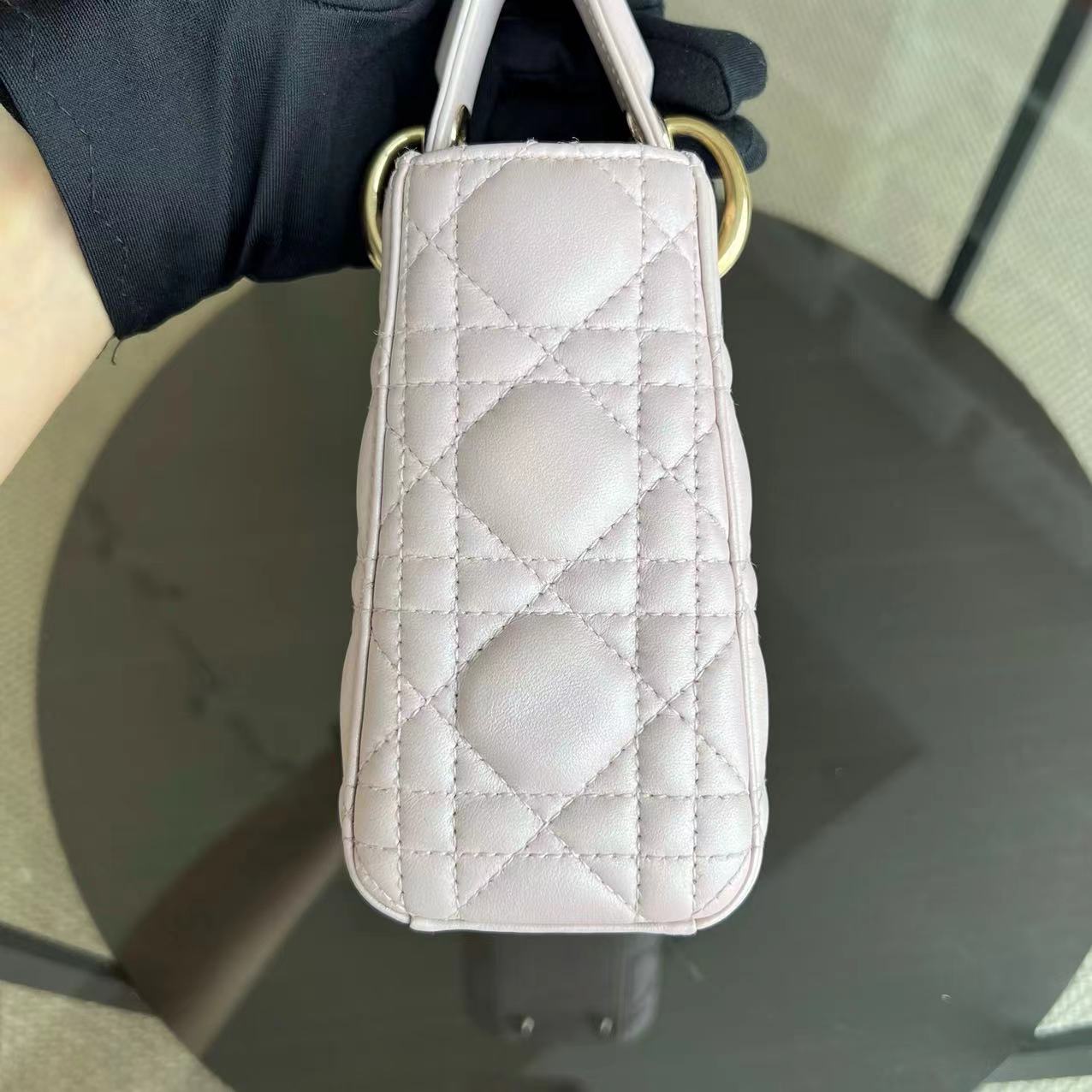 Dior Lady Mini Cannage Lambskin Light Sakura Pink Golden Hardware Chain Strap - Luxury Evermore