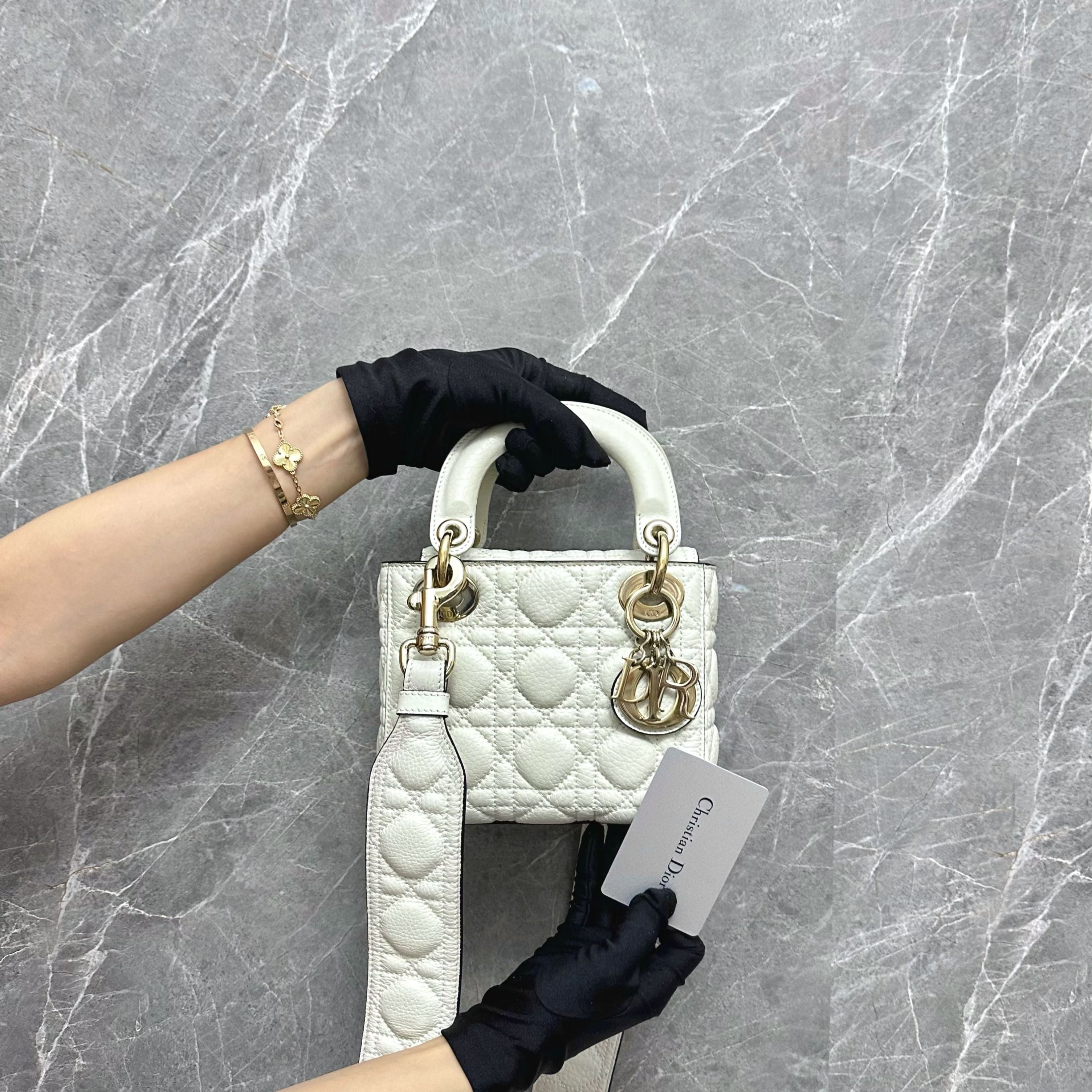 Dior Lady Mini Cream Calfskin Bag - Luxury Evermore