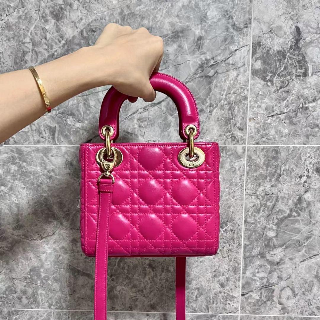 Dior Lady Mini Lambskin Pink GHW - Luxury Evermore