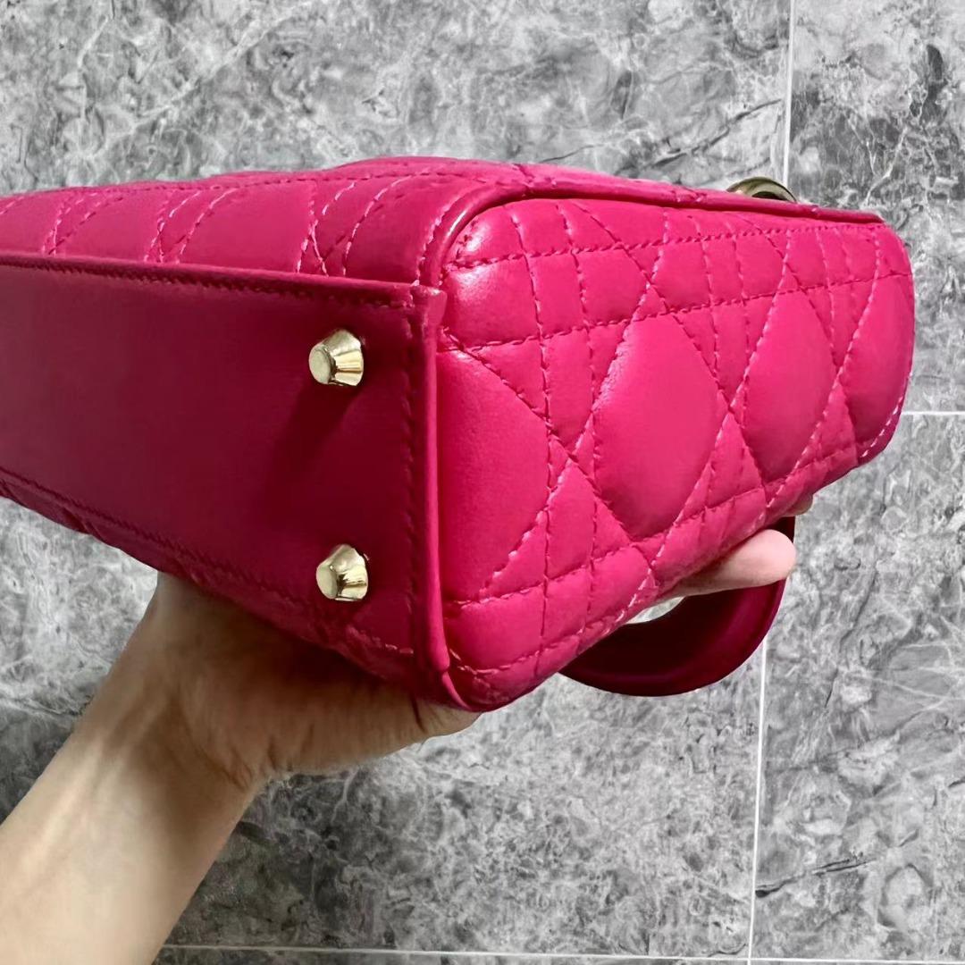 Dior Lady Mini Lambskin Pink GHW - Luxury Evermore