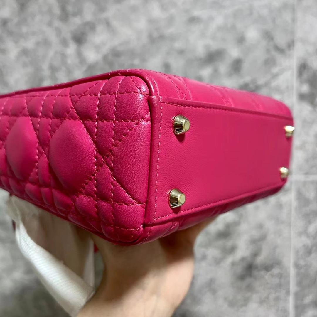 Dior Lady Mini Lambskin Pink GHW - Luxury Evermore