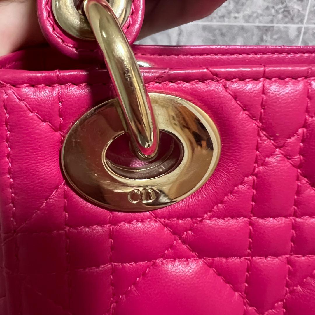 Dior Lady Mini Lambskin Pink GHW - Luxury Evermore