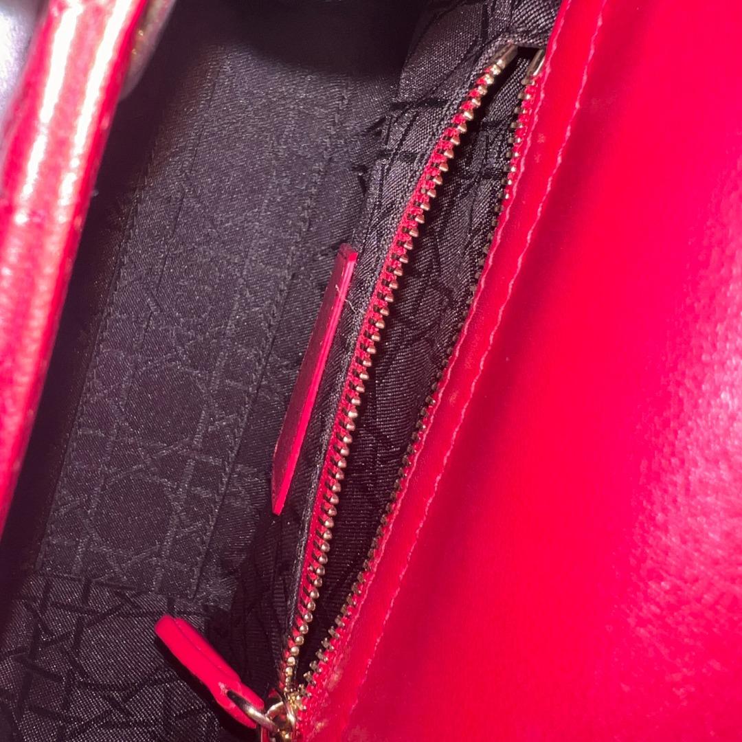 Dior Lady Mini Lambskin Red GHW - Luxury Evermore