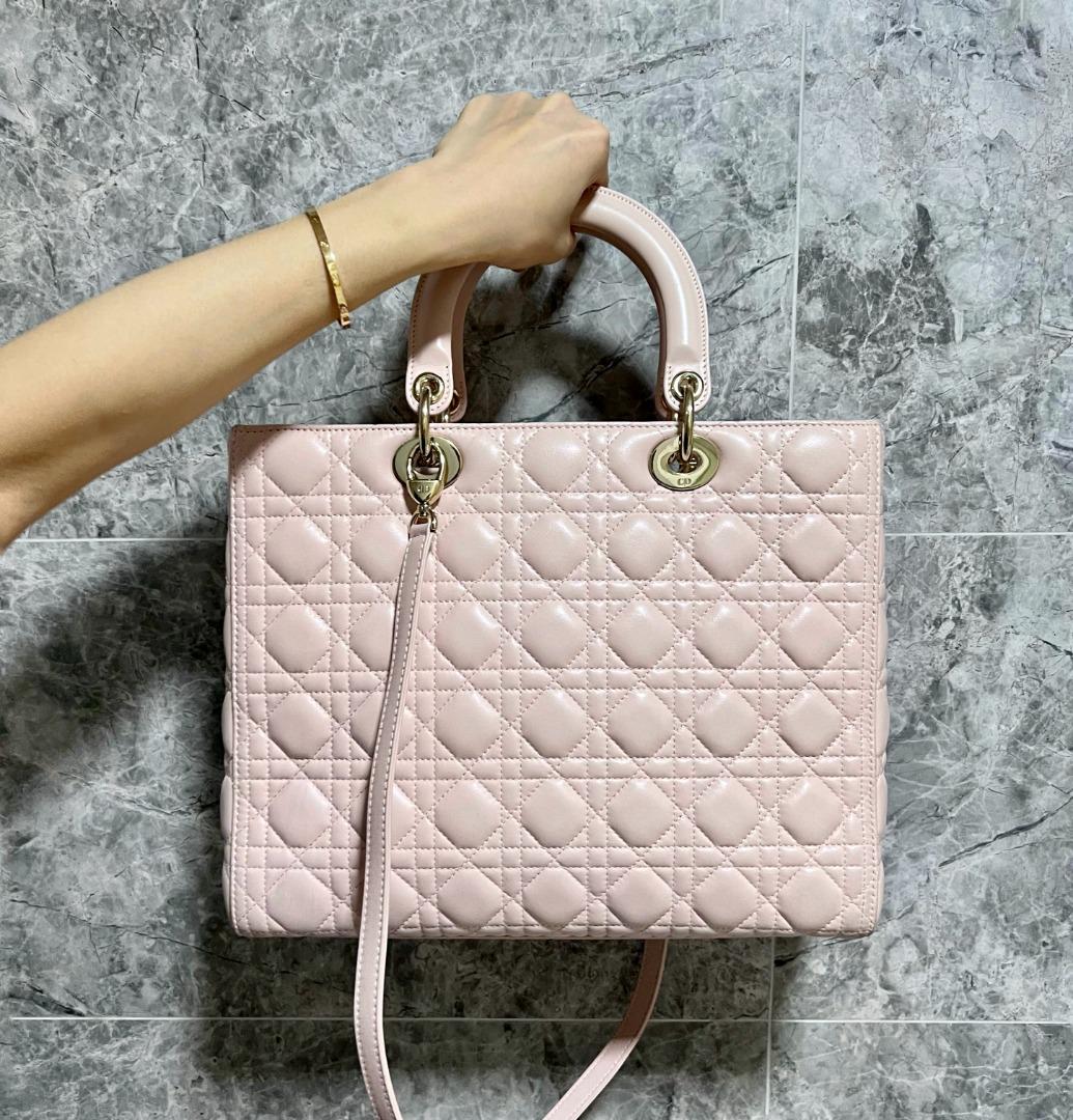 Dior Lady Sakura Pink Large Lambskin GHW - Luxury Evermore