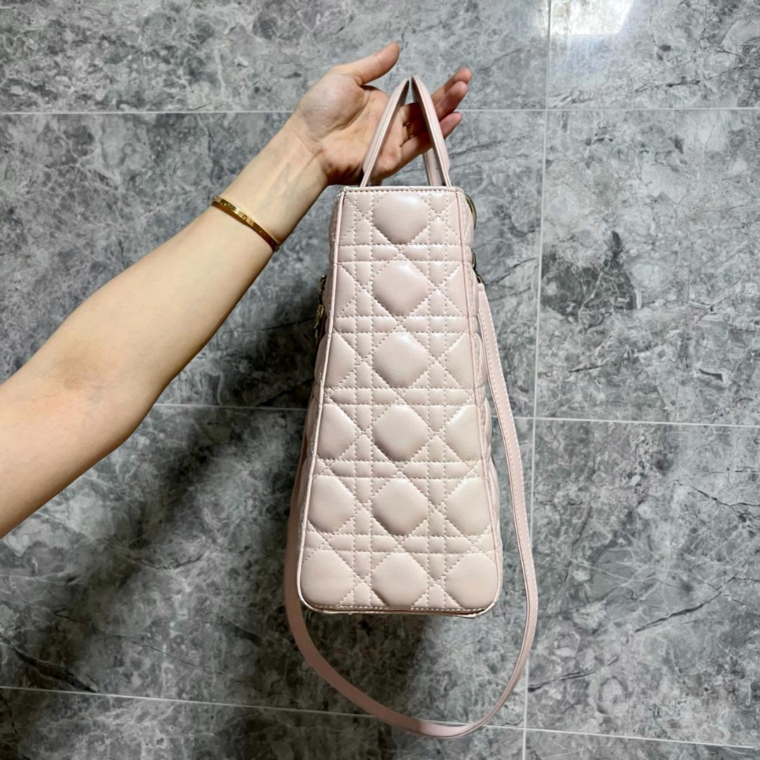 Dior Lady Sakura Pink Large Lambskin GHW - Luxury Evermore