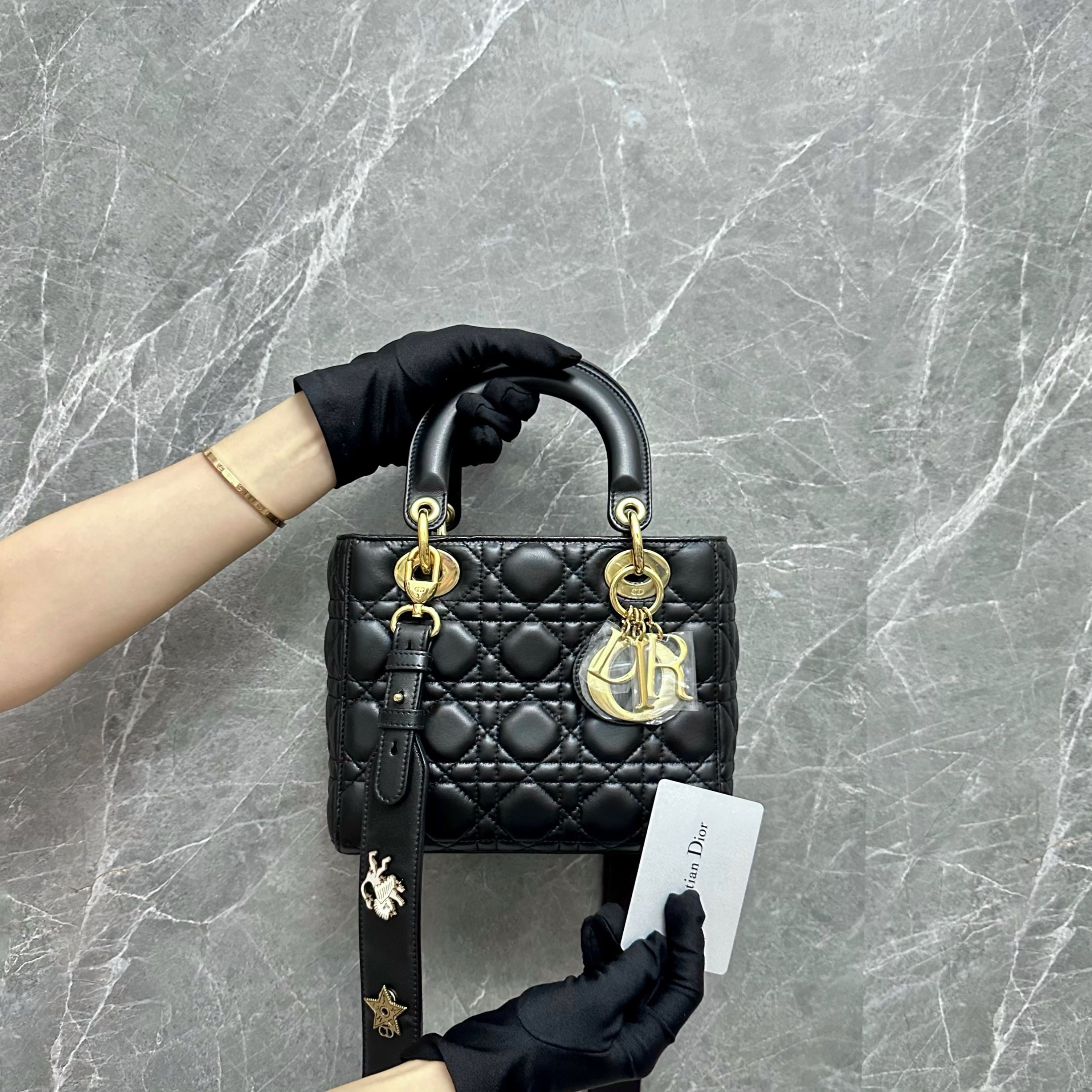 Dior Lady Small ABC Lambskin Black GHW - Luxury Evermore