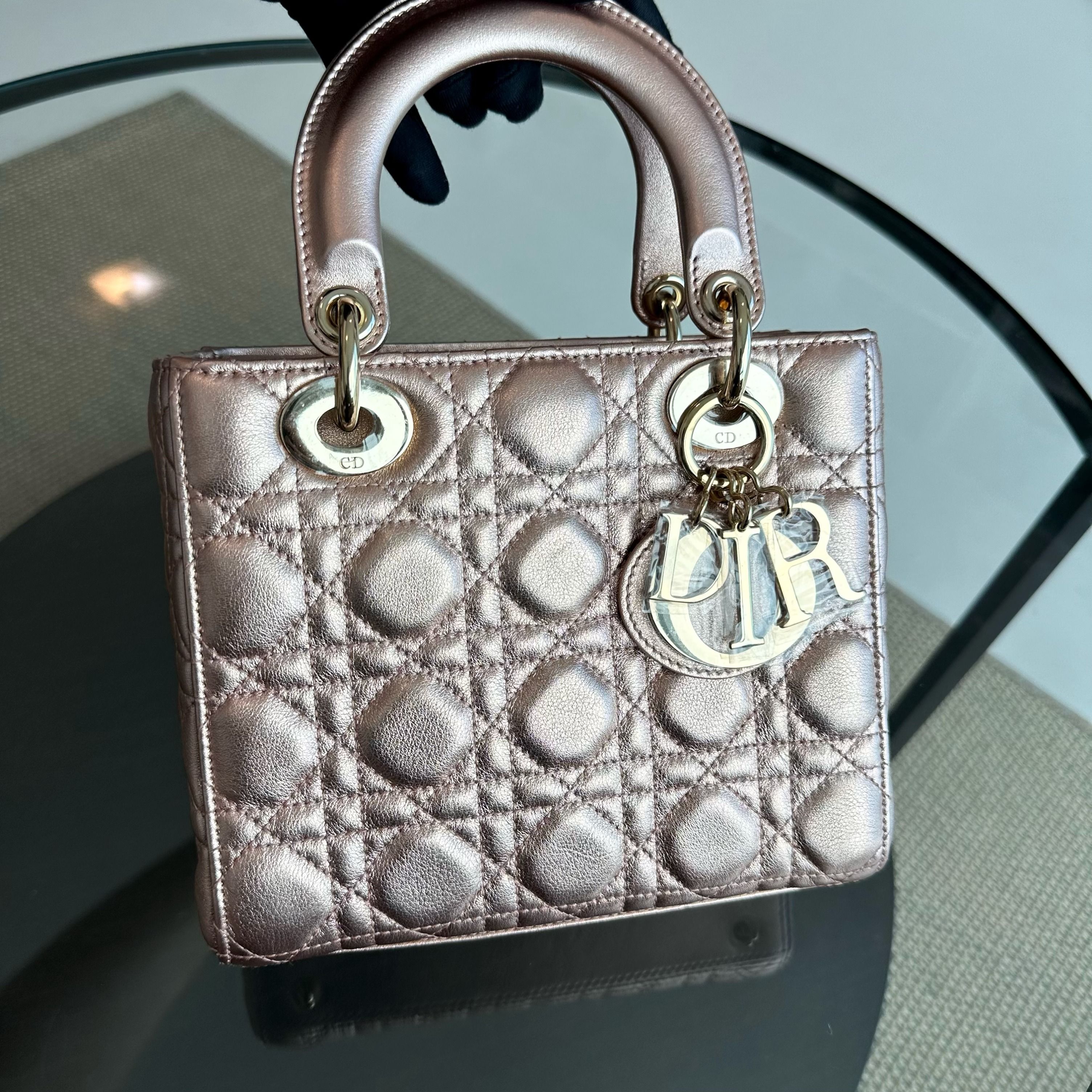 Dior Lady Small ABC Lambskin Cannage Gunmetal MyABC LGHW - Luxury Evermore