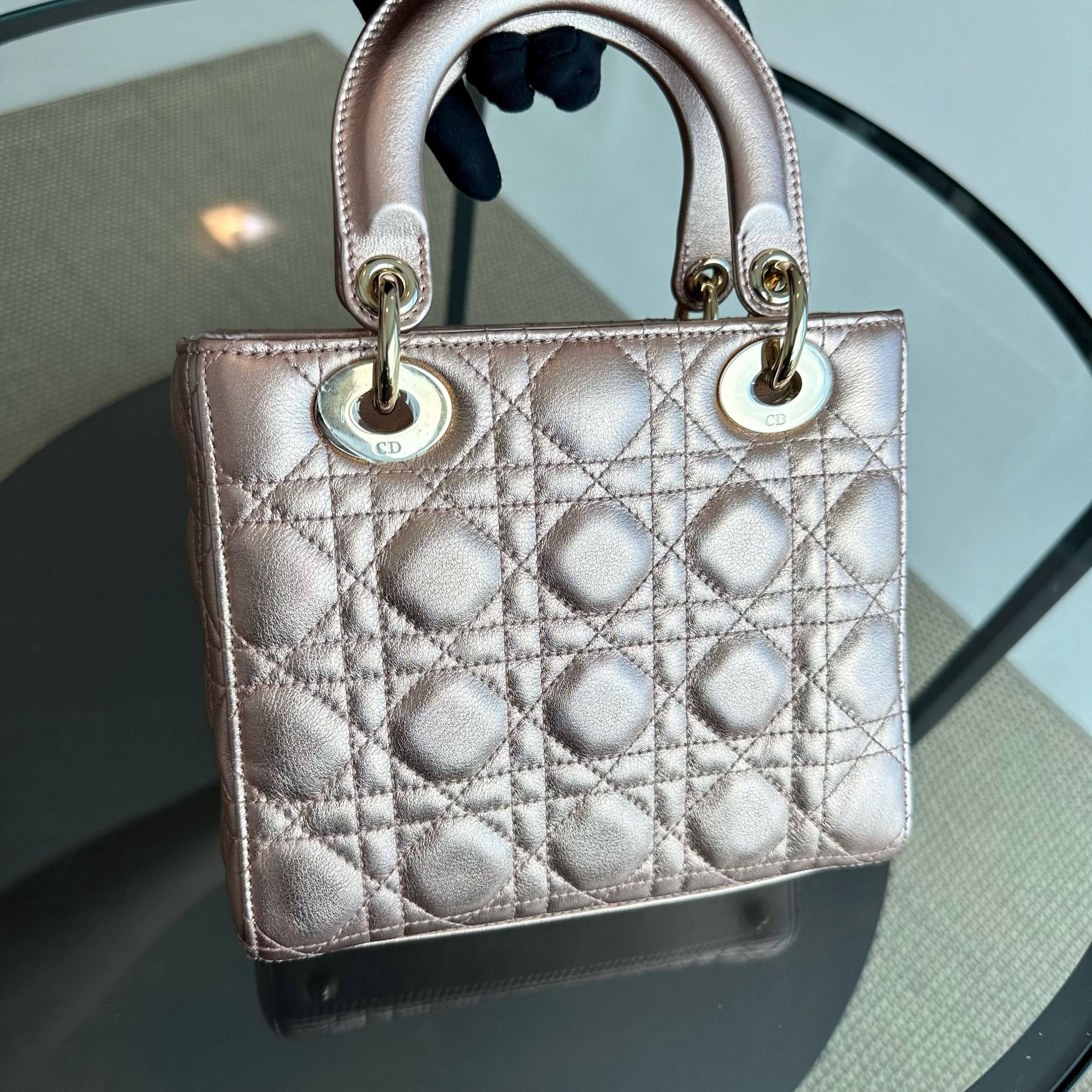 Dior Lady Small ABC Lambskin Cannage Gunmetal MyABC LGHW - Luxury Evermore