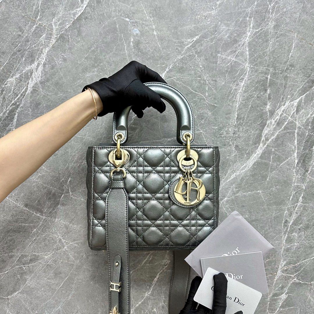 Dior Lady Small ABC Metallic Gunmetal Calfskin GHW - Luxury Evermore