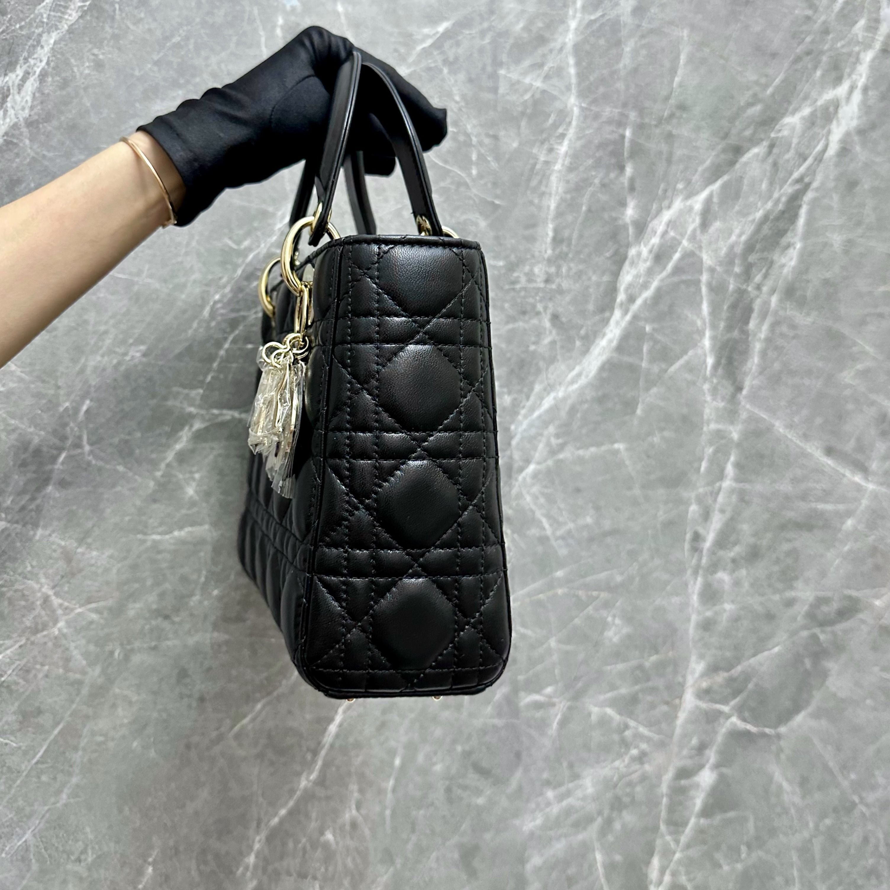 Dior Lady Small Black Lambskin GHW - Luxury Evermore