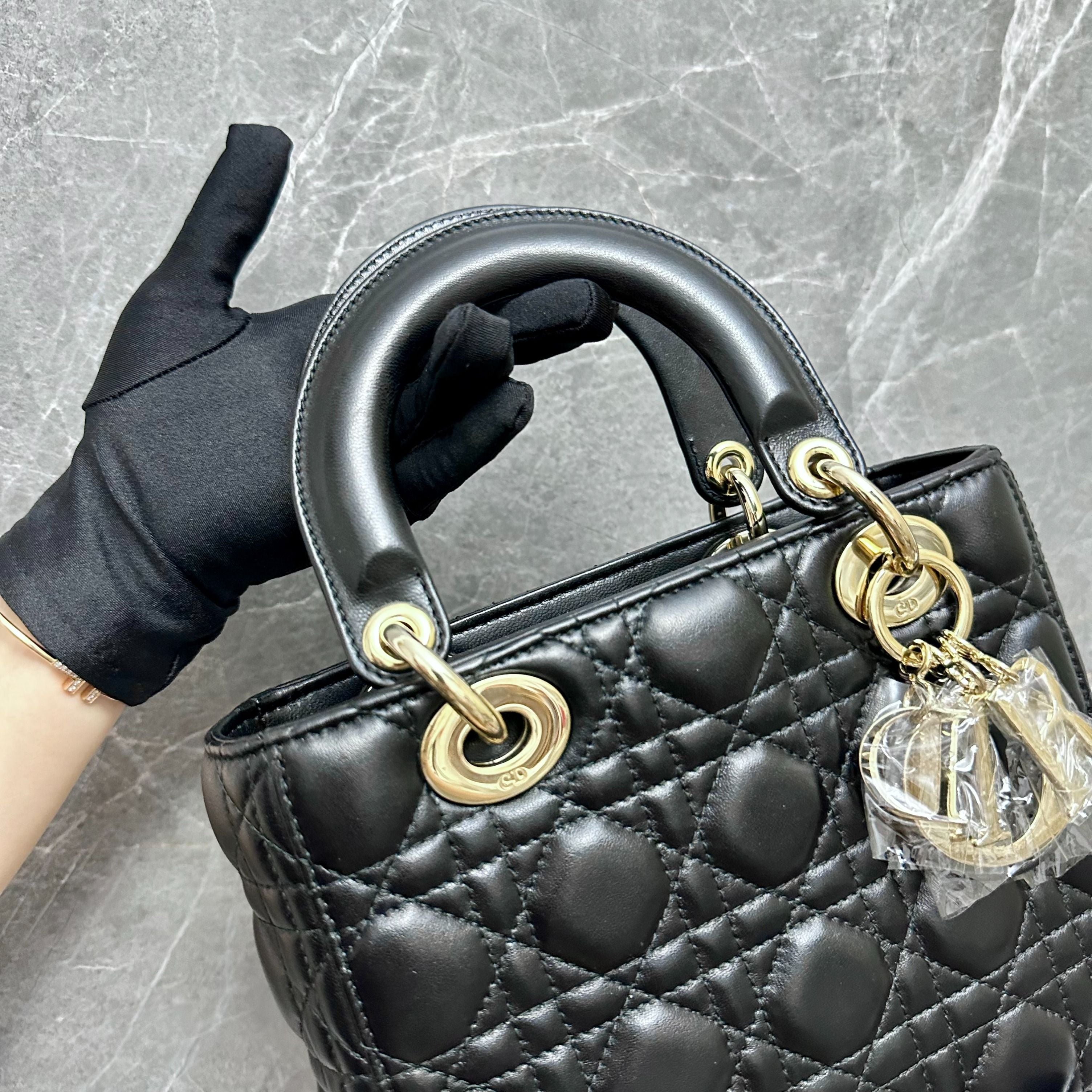 Dior Lady Small Black Lambskin GHW - Luxury Evermore