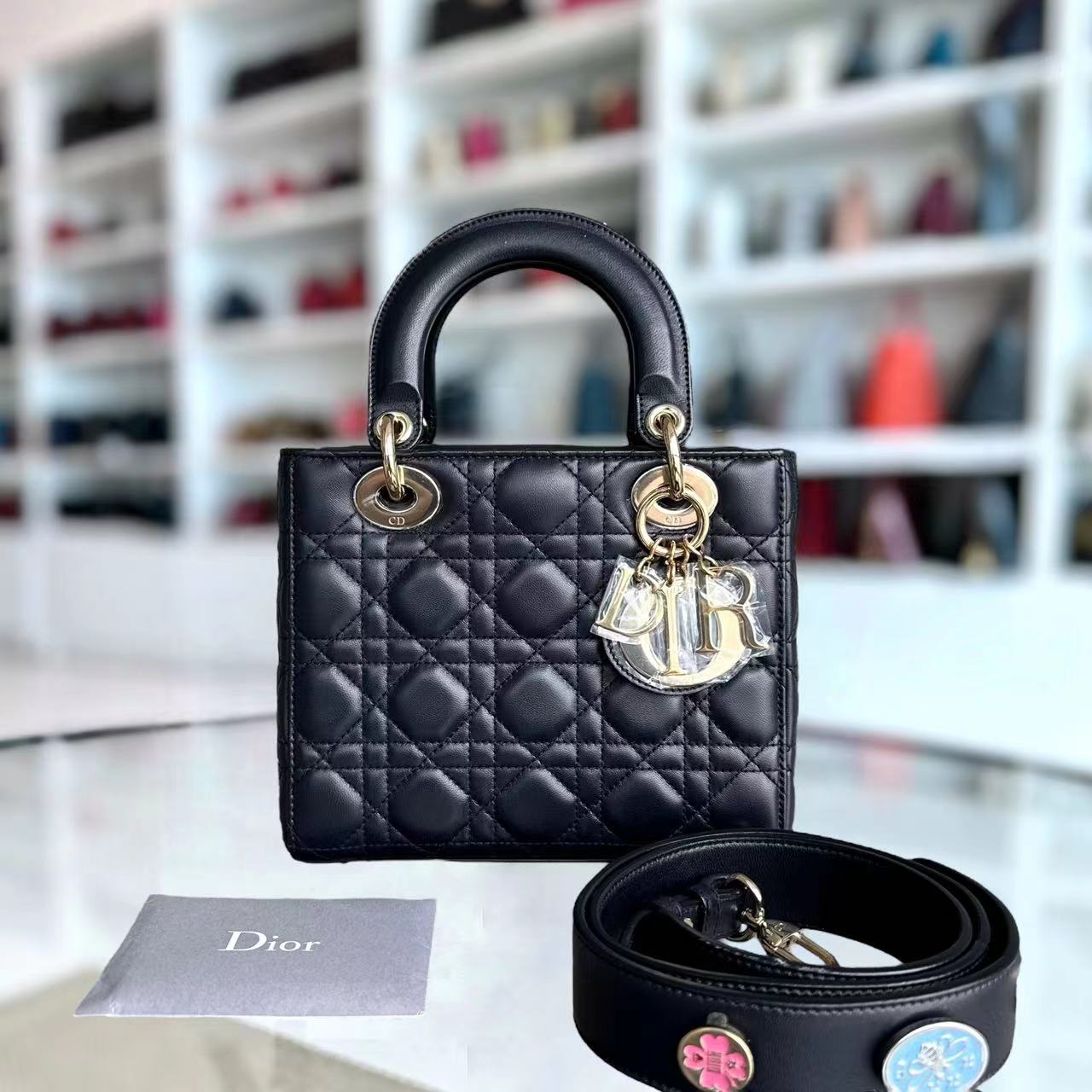 Dior Lady Small Cannage Lambskin Dark Midnight Blue Golden Hardware ABC MyABC - Luxury Evermore