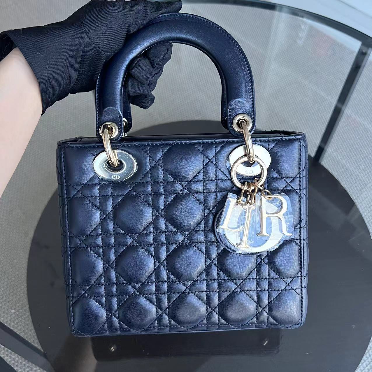 Dior Lady Small Cannage Lambskin Dark Midnight Blue Golden Hardware ABC MyABC - Luxury Evermore