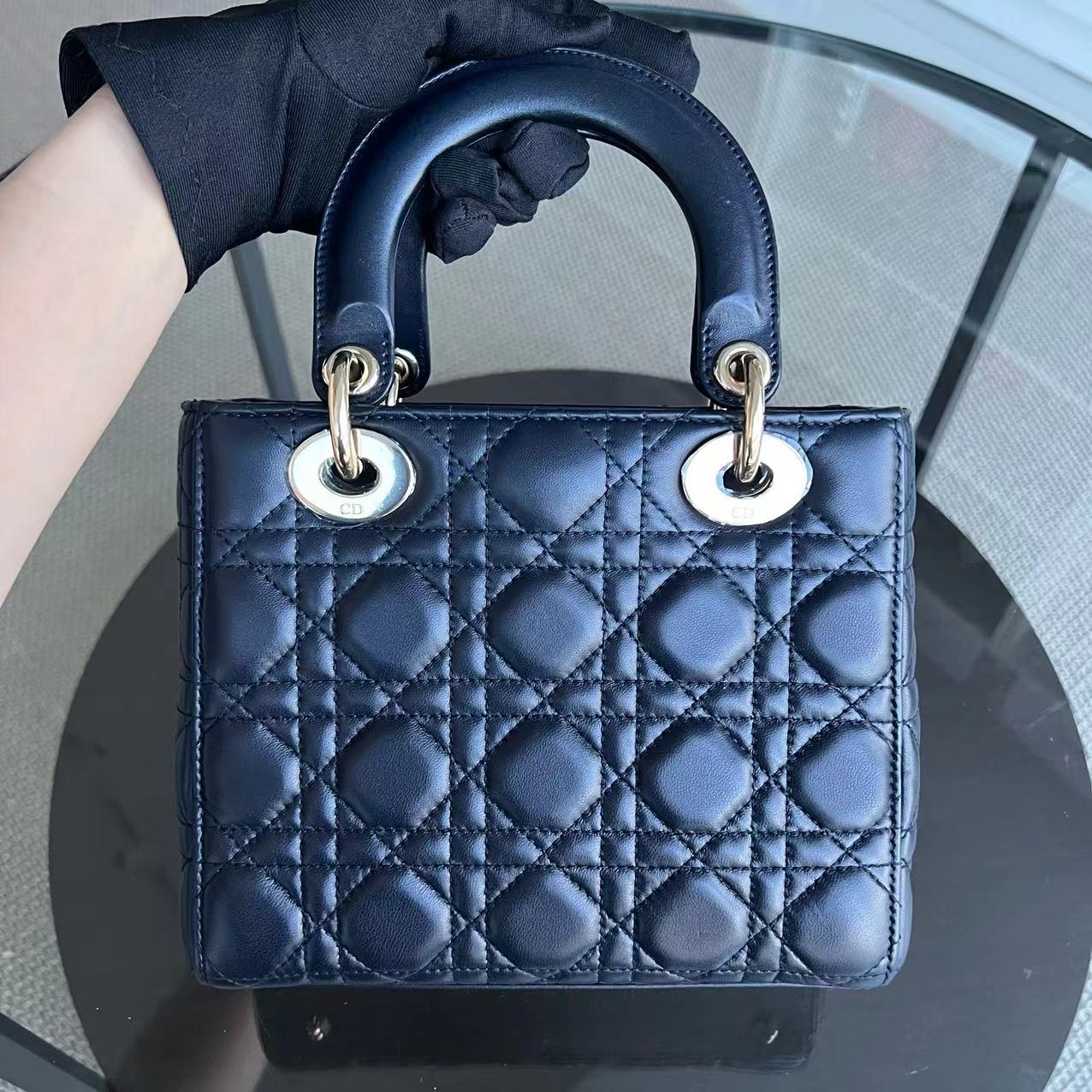 Dior Lady Small Cannage Lambskin Dark Midnight Blue Golden Hardware ABC MyABC - Luxury Evermore