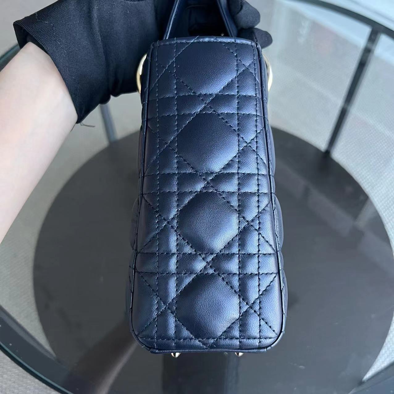 Dior Lady Small Cannage Lambskin Dark Midnight Blue Golden Hardware ABC MyABC - Luxury Evermore