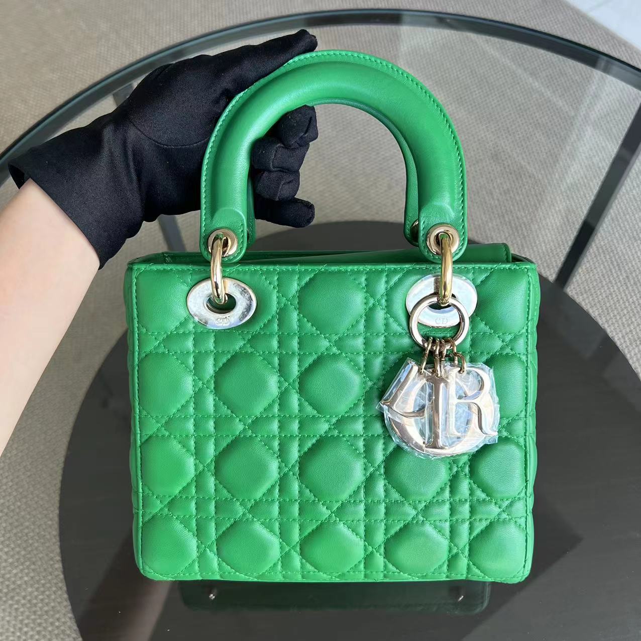 Dior Lady Small Cannage Lambskin Jade Green ABC MyABC Golden Hardware - Luxury Evermore