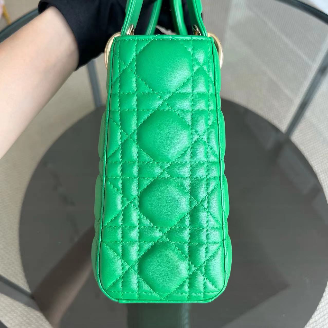 Dior Lady Small Cannage Lambskin Jade Green ABC MyABC Golden Hardware - Luxury Evermore