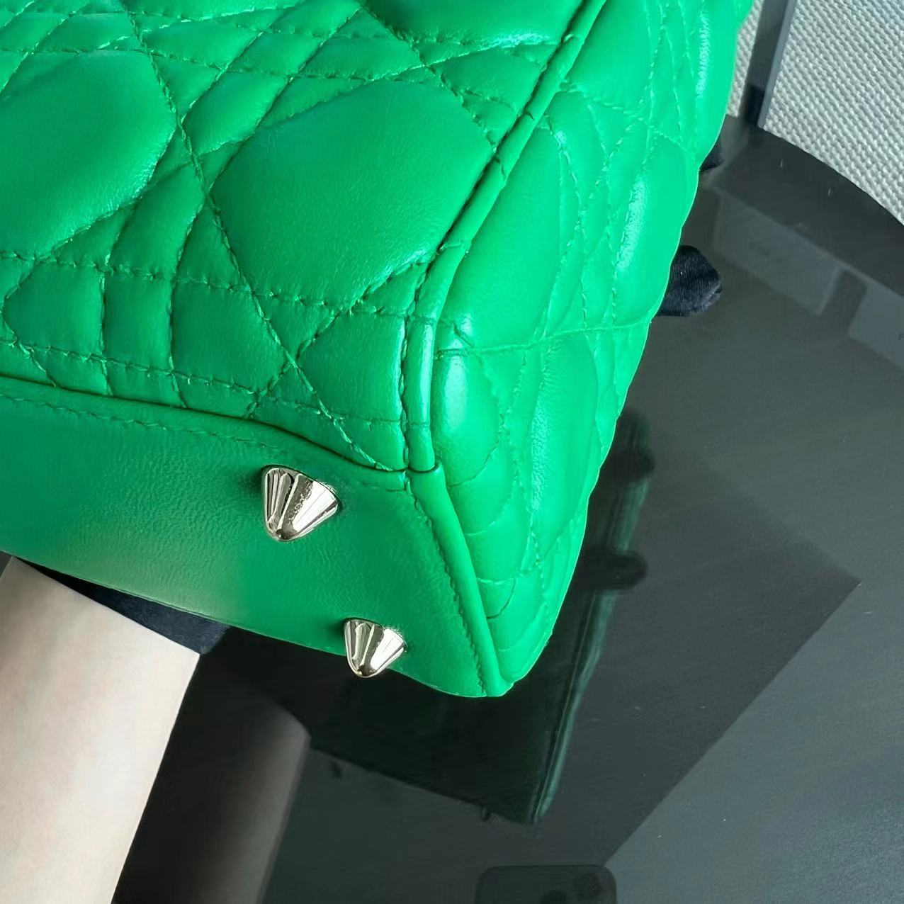 Dior Lady Small Cannage Lambskin Jade Green ABC MyABC Golden Hardware - Luxury Evermore