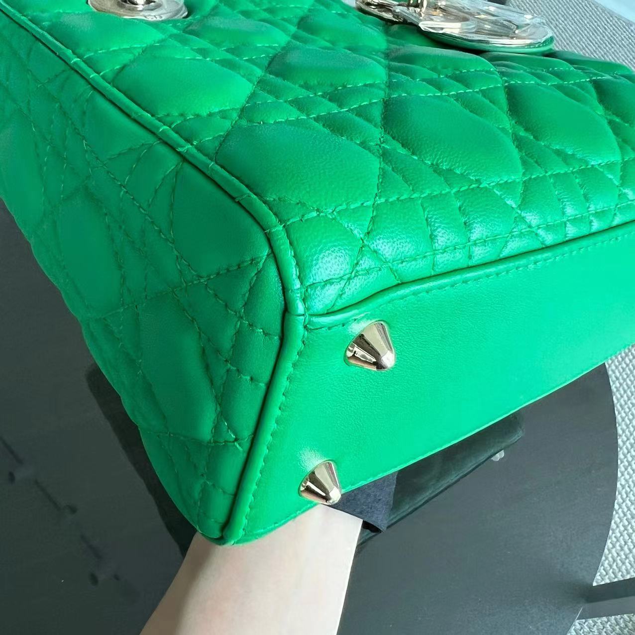 Dior Lady Small Cannage Lambskin Jade Green ABC MyABC Golden Hardware - Luxury Evermore