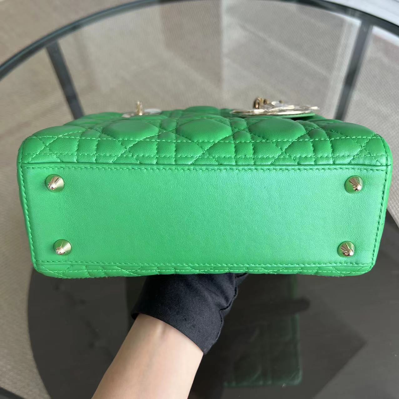 Dior Lady Small Cannage Lambskin Jade Green ABC MyABC Golden Hardware - Luxury Evermore