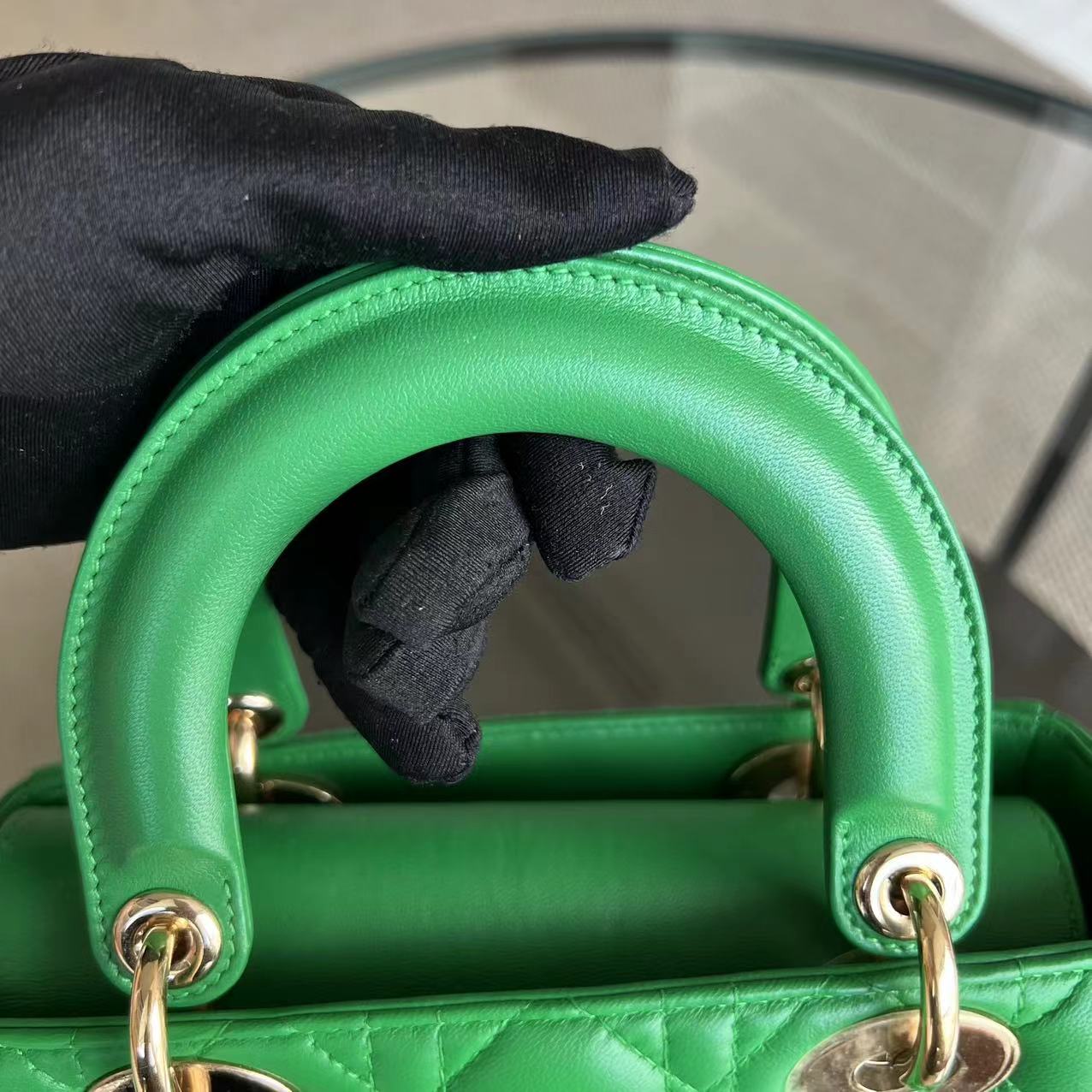 Dior Lady Small Cannage Lambskin Jade Green ABC MyABC Golden Hardware - Luxury Evermore